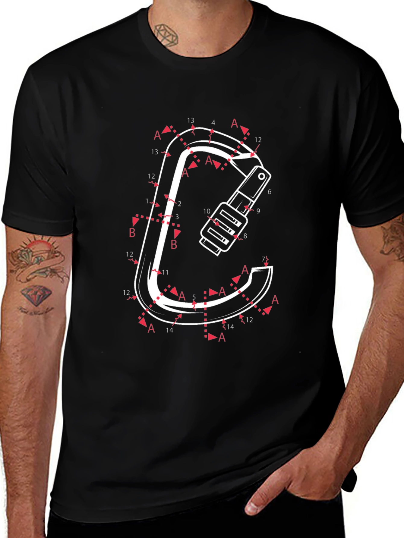 Connect the Dots Carabiner Black T-Shirt