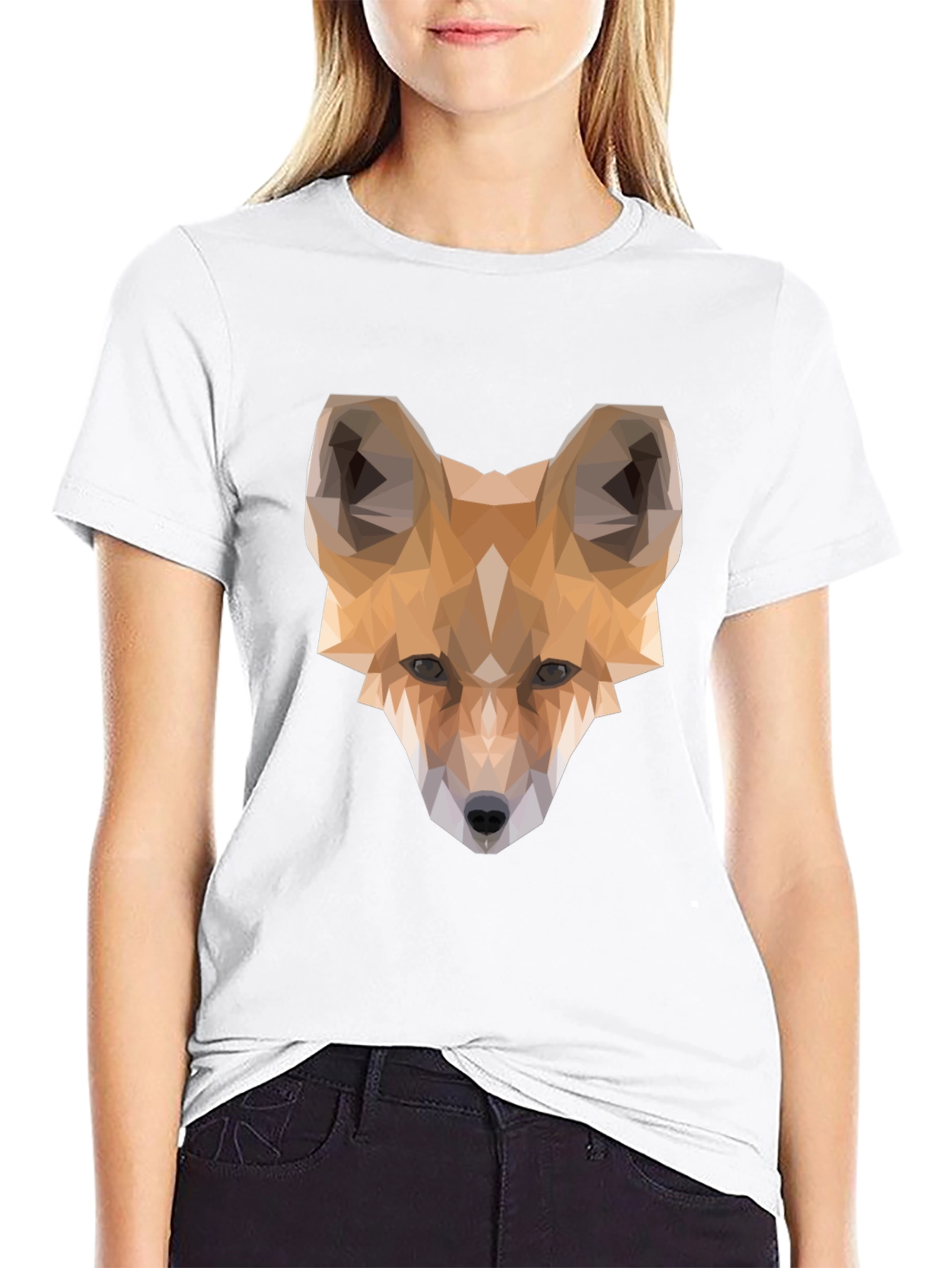 Geometric Fox Graphic Tee - Modern Mens T-Shirt
