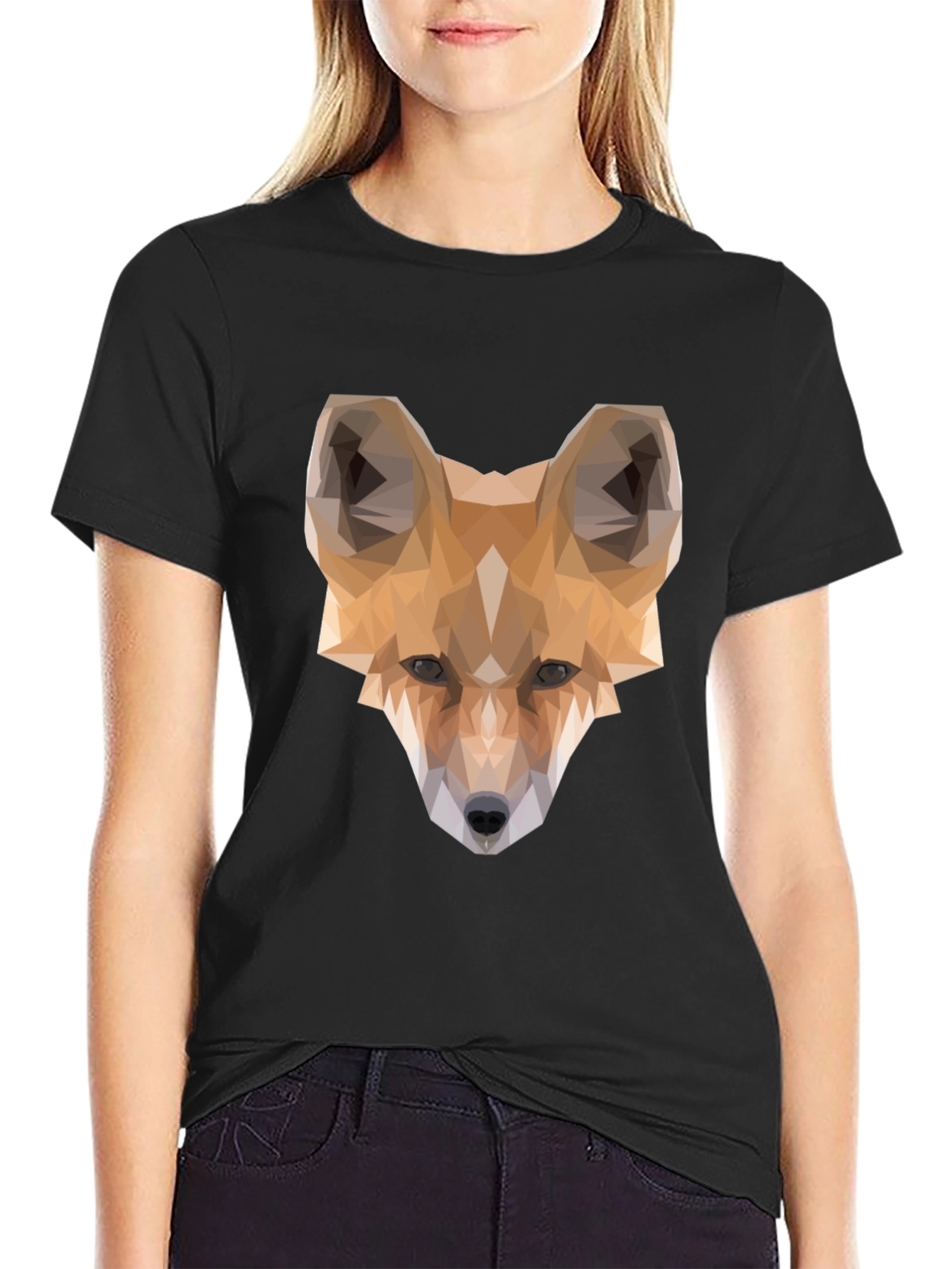 Geometric Fox Graphic Tee - Modern Mens T-Shirt