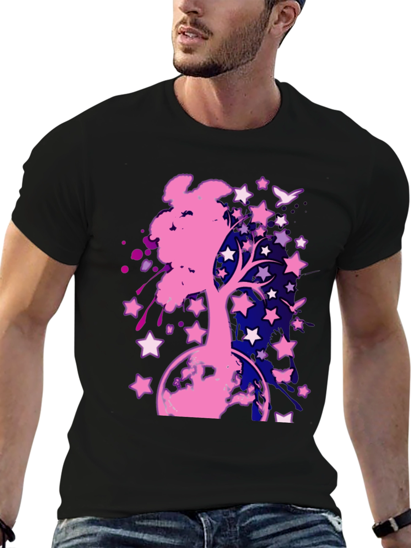 Starry Tree Graphic Tee - Black