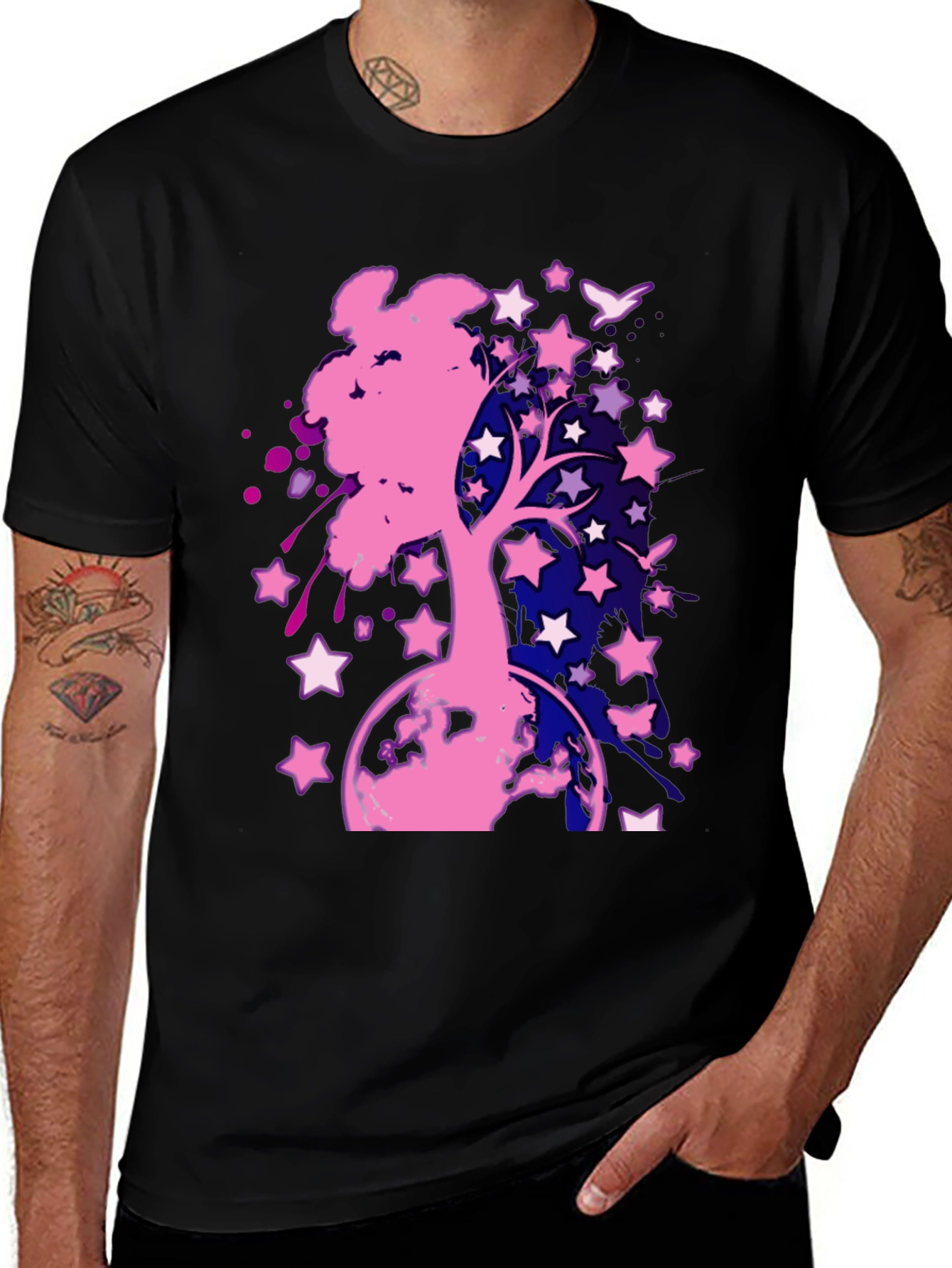 Starry Tree Graphic Tee - Black