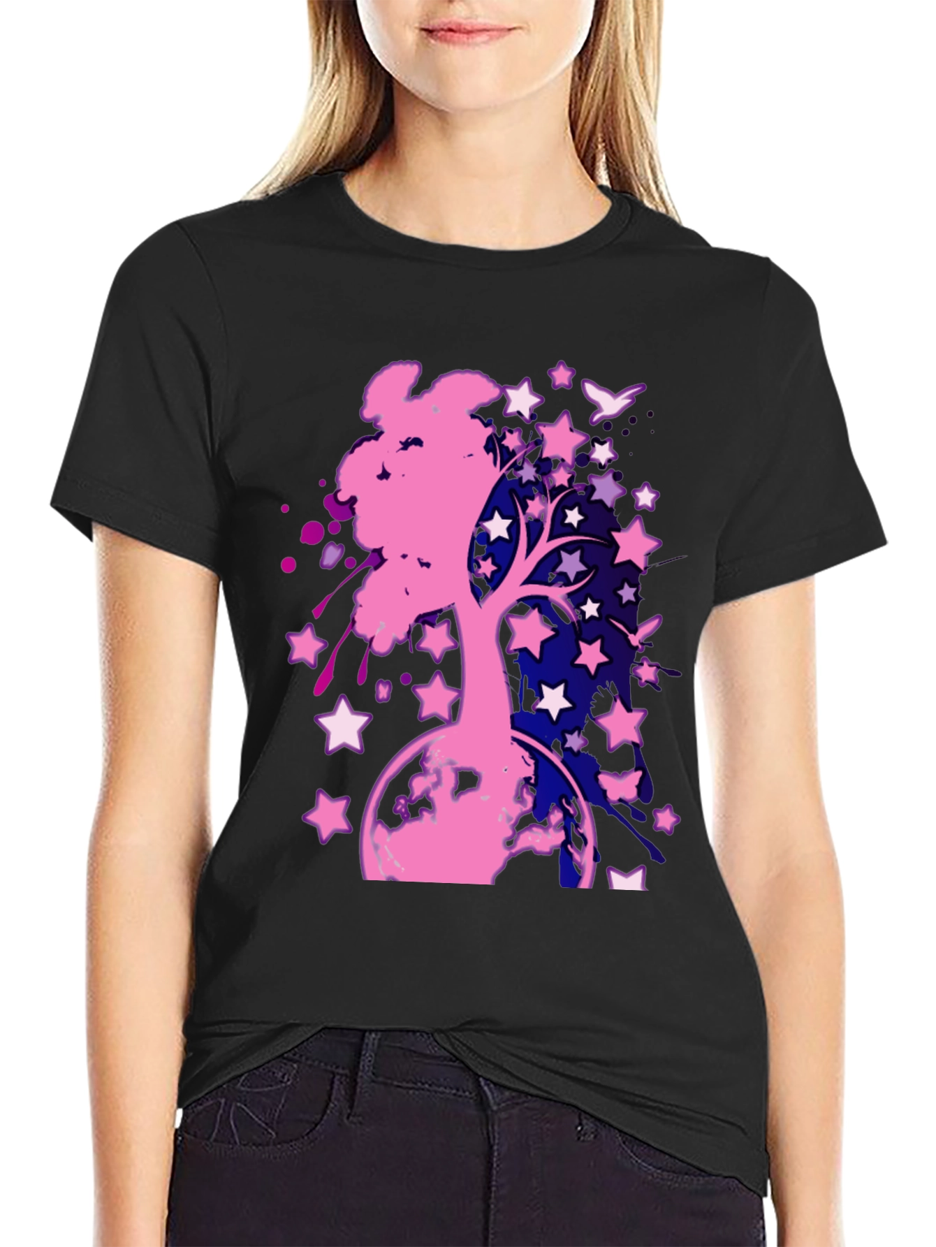 Starry Tree Graphic Tee - Black