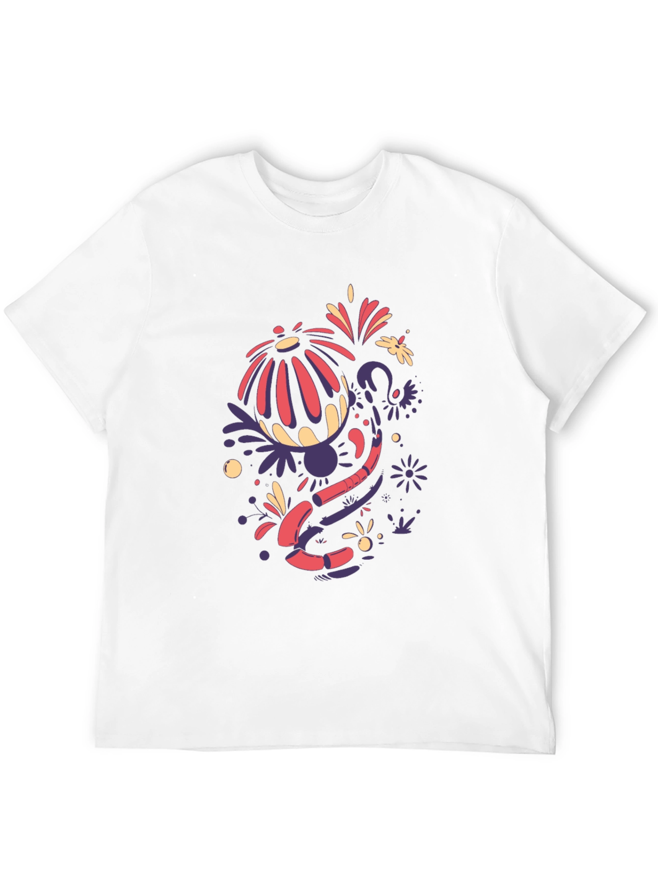 Funky Floral Graphic Tee - Black Cotton Blend