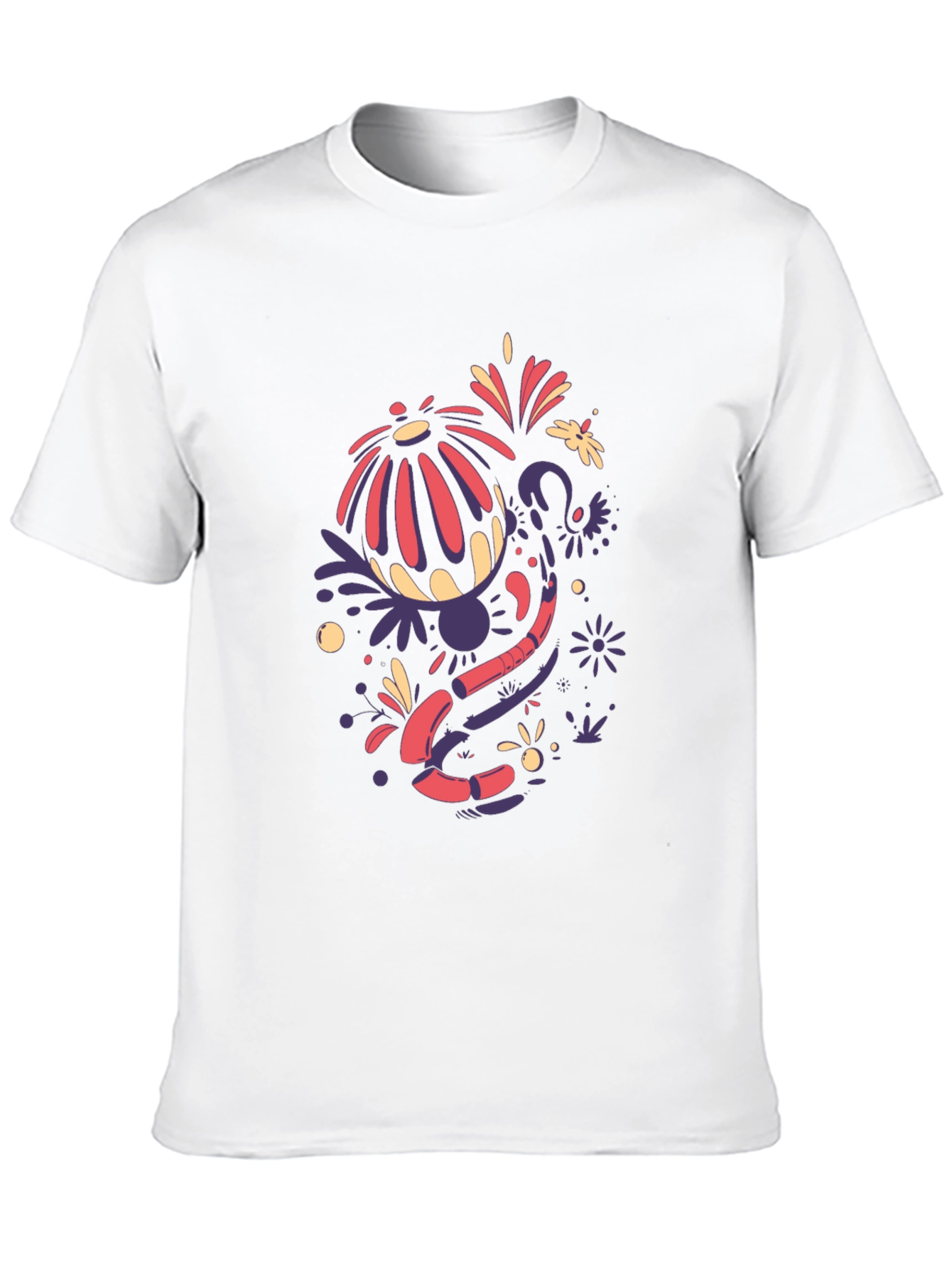 Funky Floral Graphic Tee - Black Cotton Blend