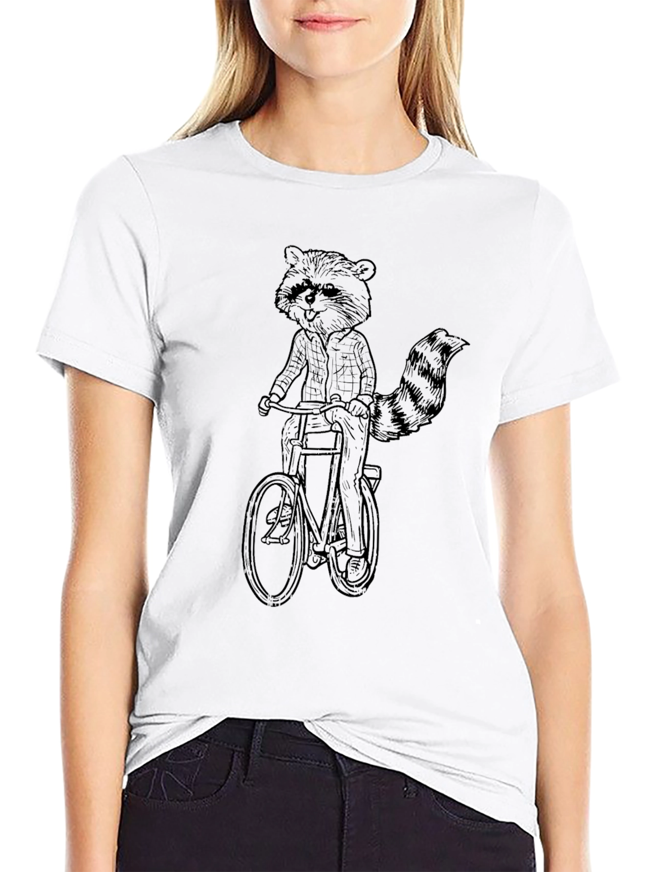 Raccoon on Bike Graphic Tee - Quirky Black T-Shirt