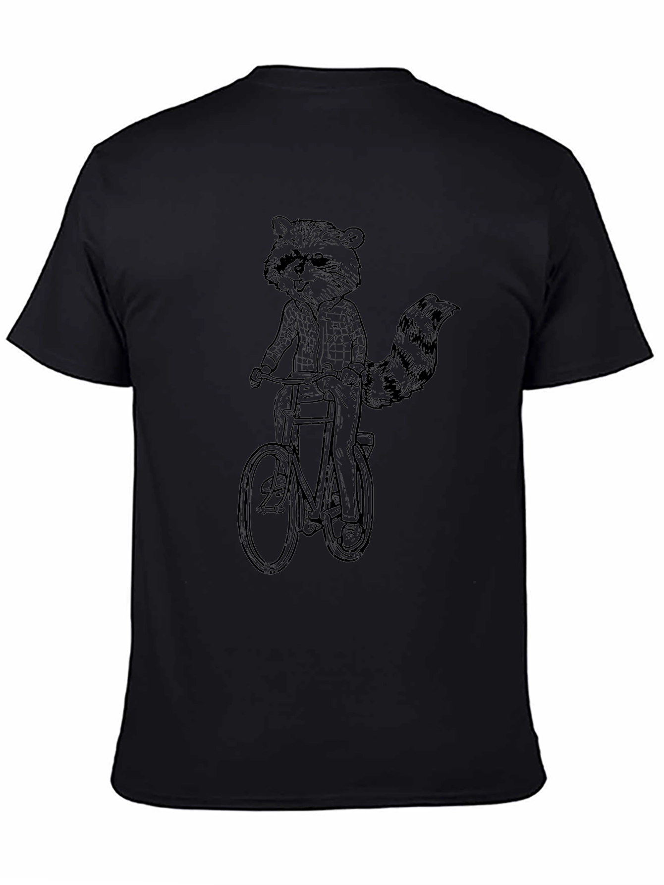 Raccoon on Bike Graphic Tee - Quirky Black T-Shirt