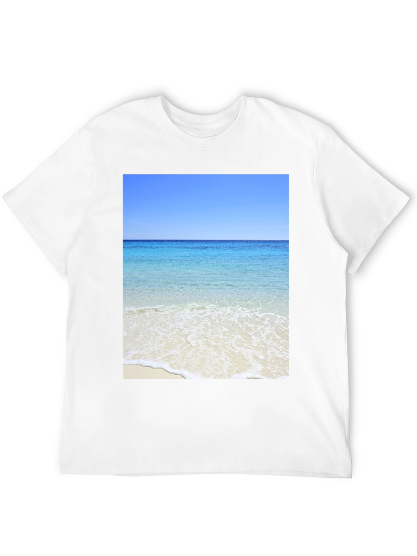 Ocean View Black T-Shirt - Beach Scene