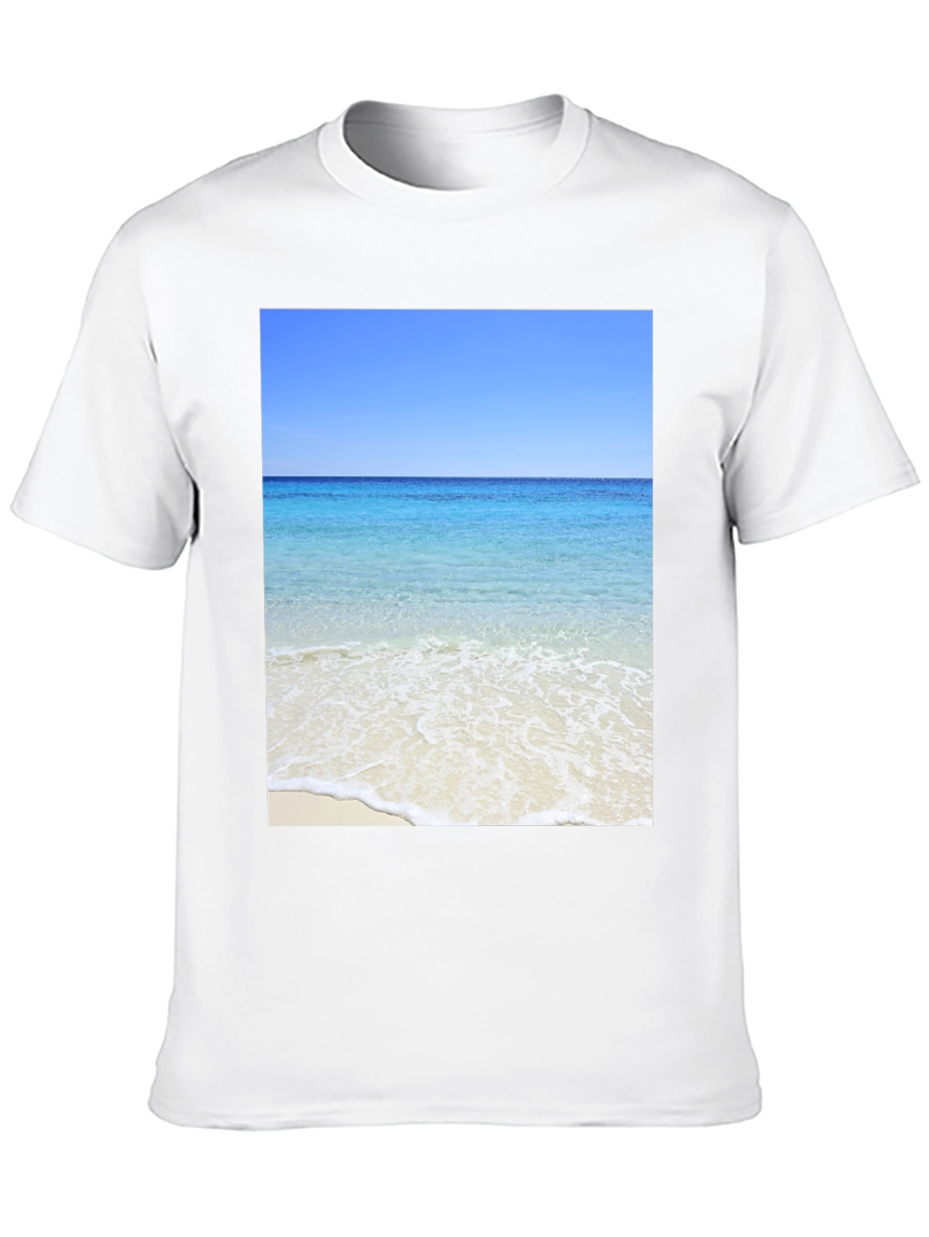 Ocean View Black T-Shirt - Beach Scene