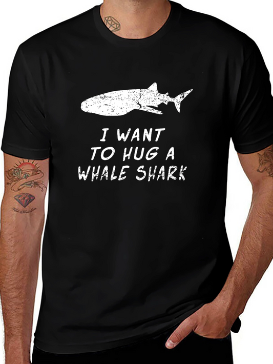 I Want To Hug A Whale Shark Graphic Tee - Black