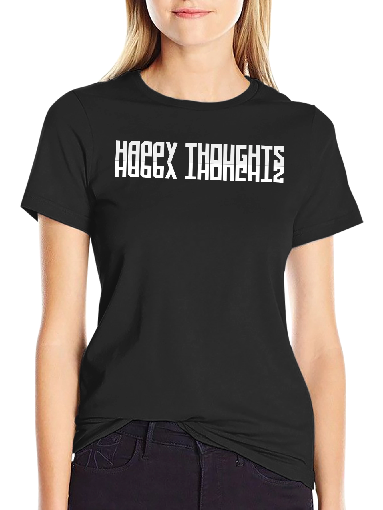 Happy Thoughts Graphic Tee - Black Short Sleeve