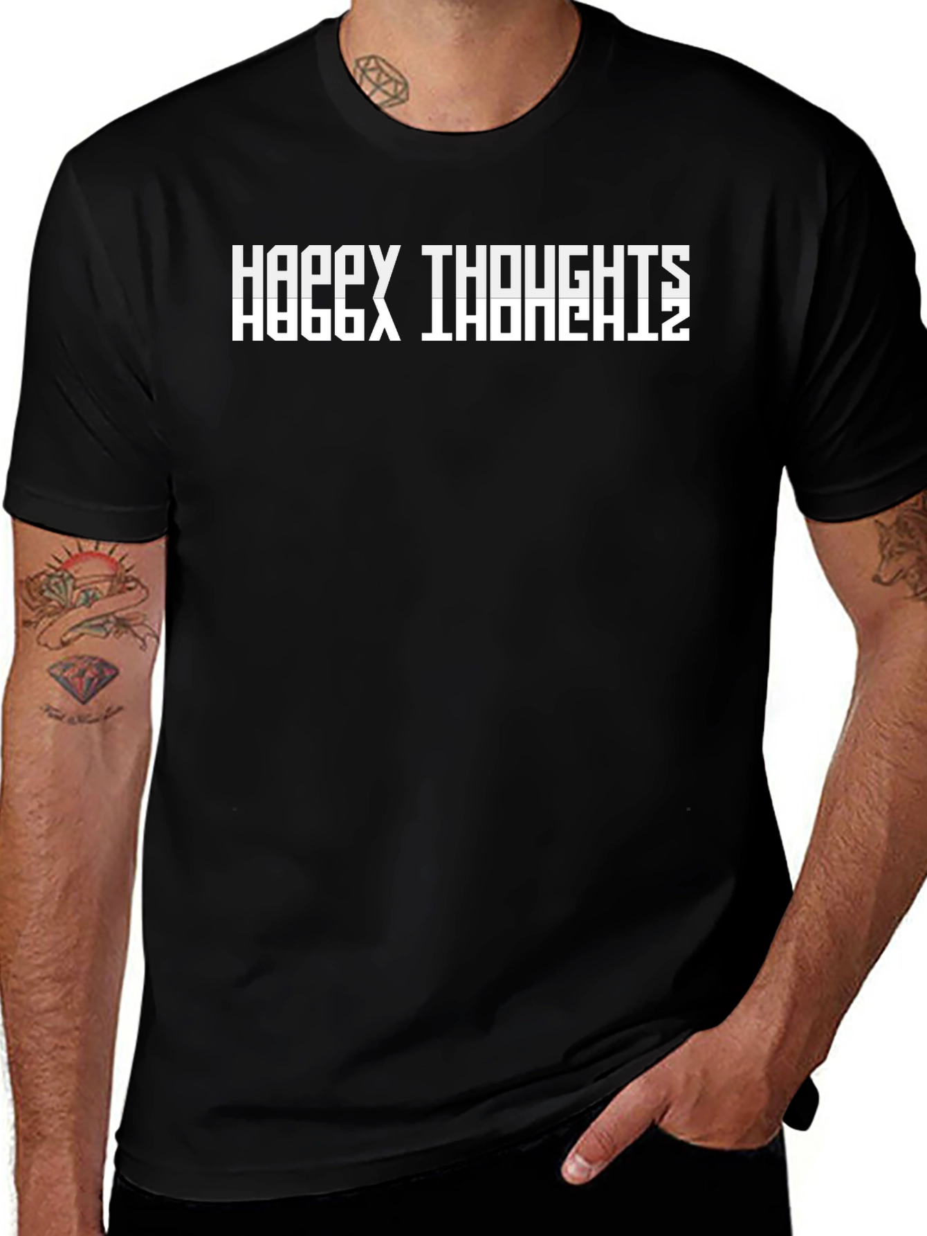 Happy Thoughts Graphic Tee - Black Short Sleeve