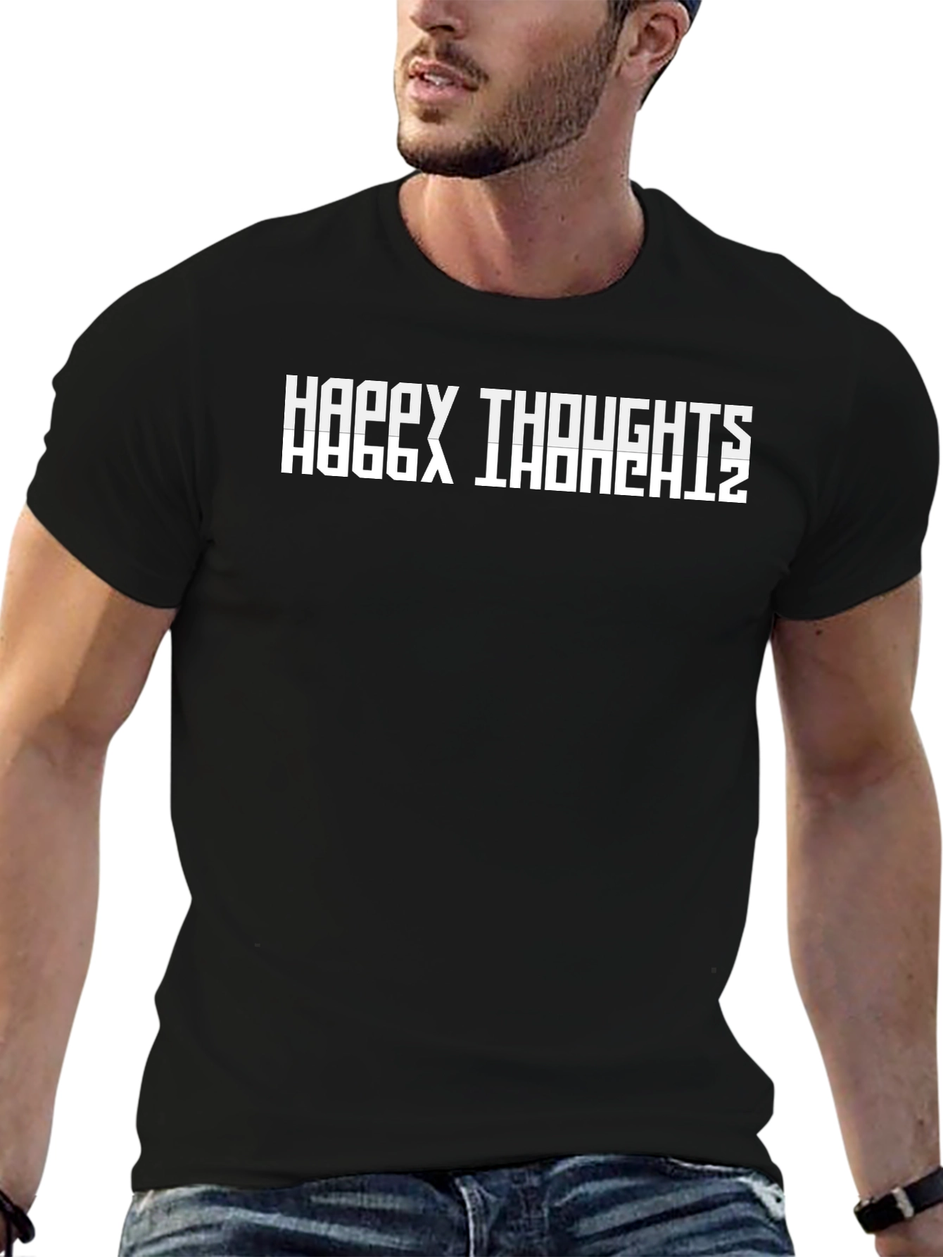 Happy Thoughts Graphic Tee - Black Short Sleeve