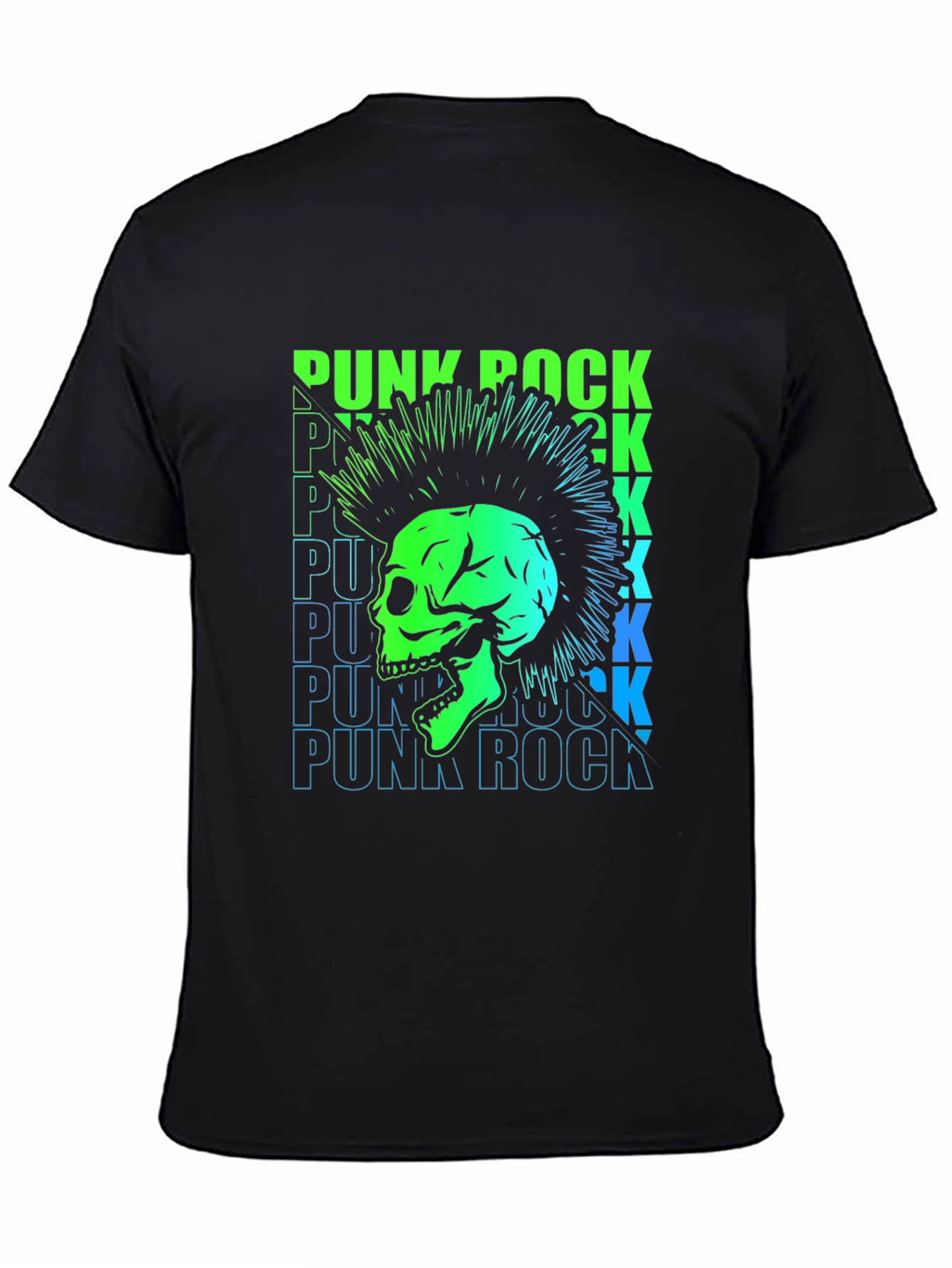 Punk Rock Skull Graphic Tee - Black
