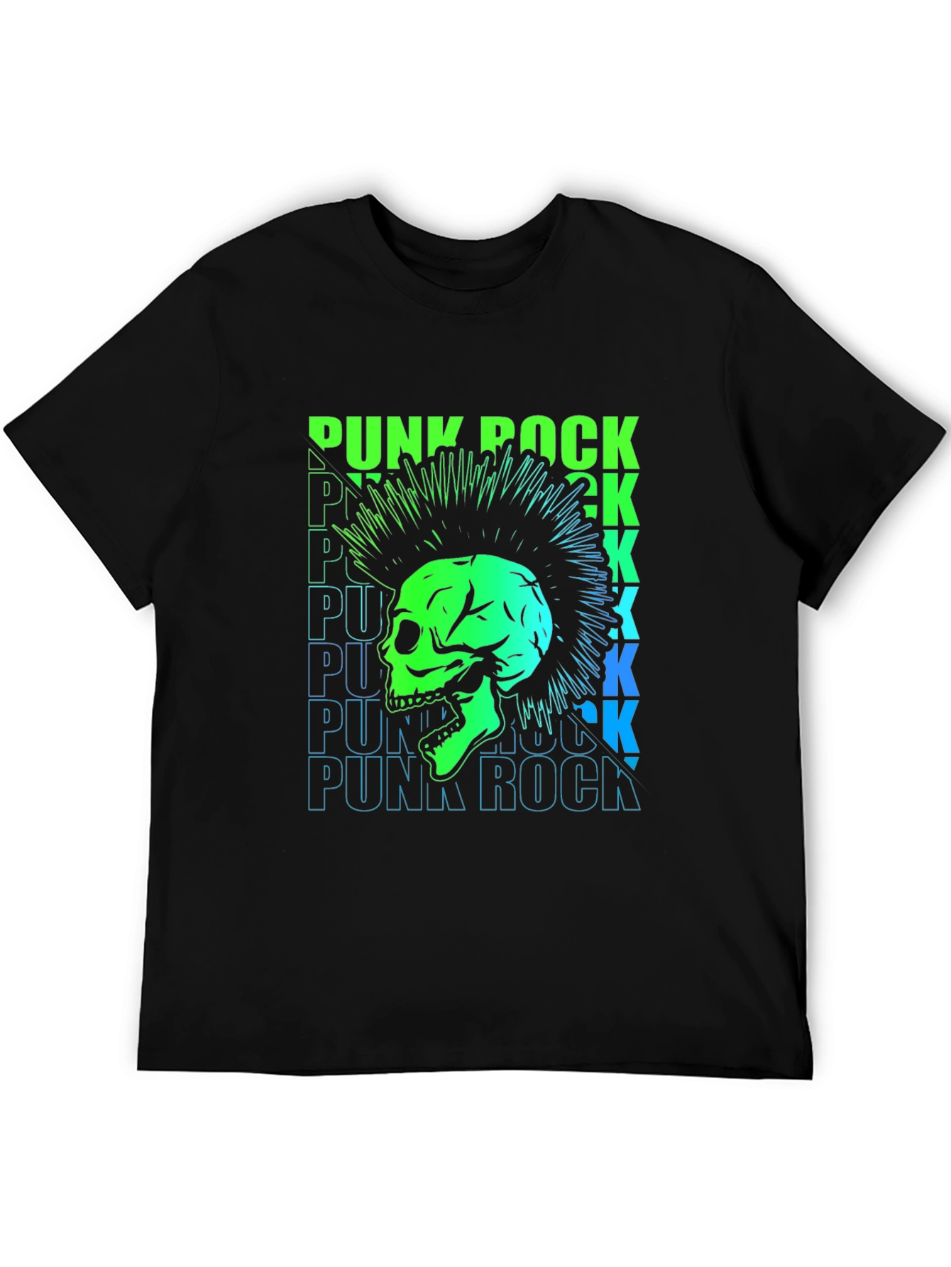 Punk Rock Skull Graphic Tee - Black
