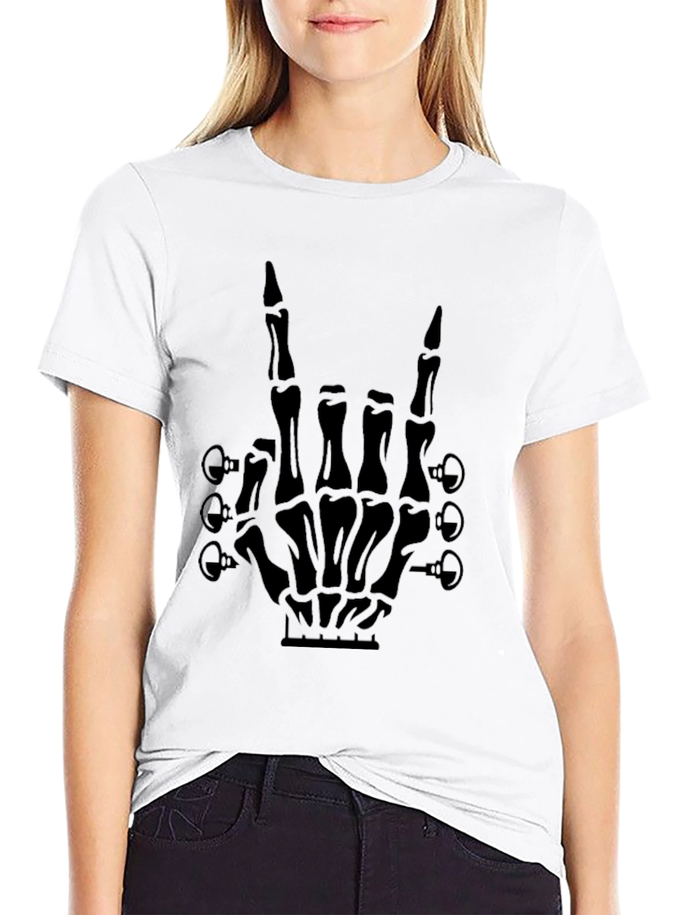 Rock On Skeleton Hand Guitar T-Shirt