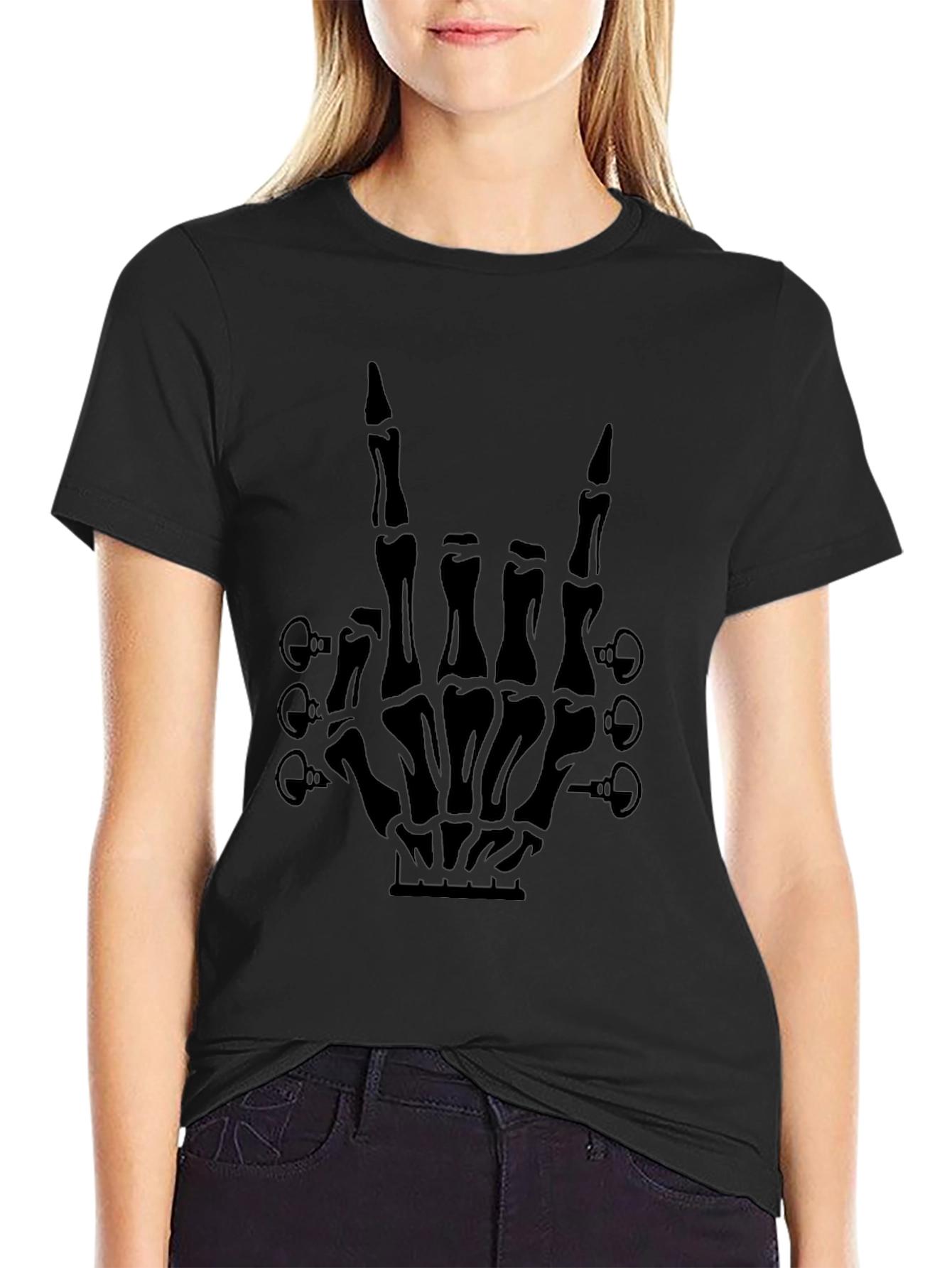 Rock On Skeleton Hand Guitar T-Shirt