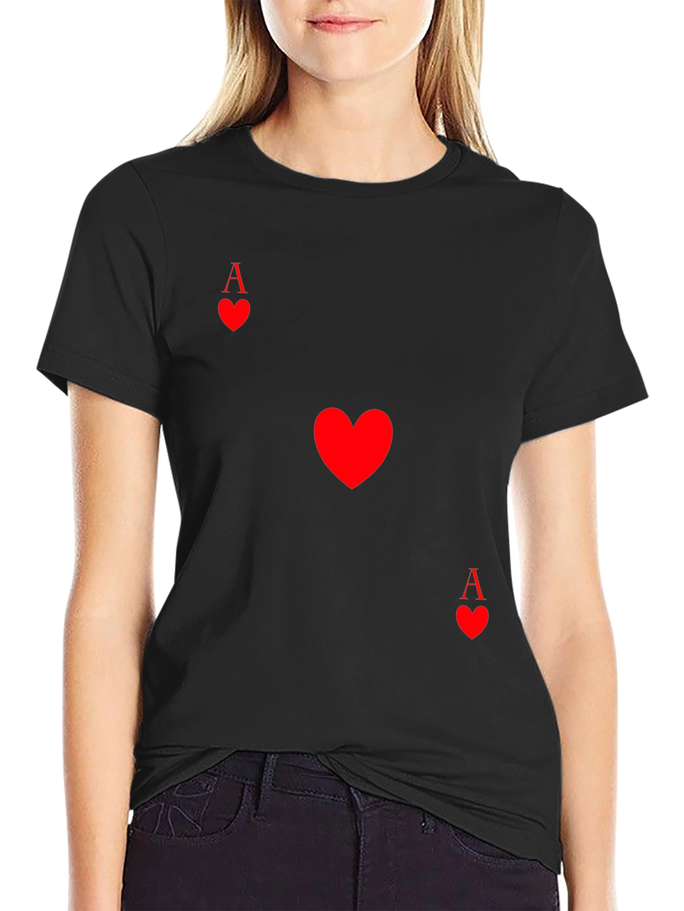 Ace of Hearts Graphic Tee - Black Casual Shirt