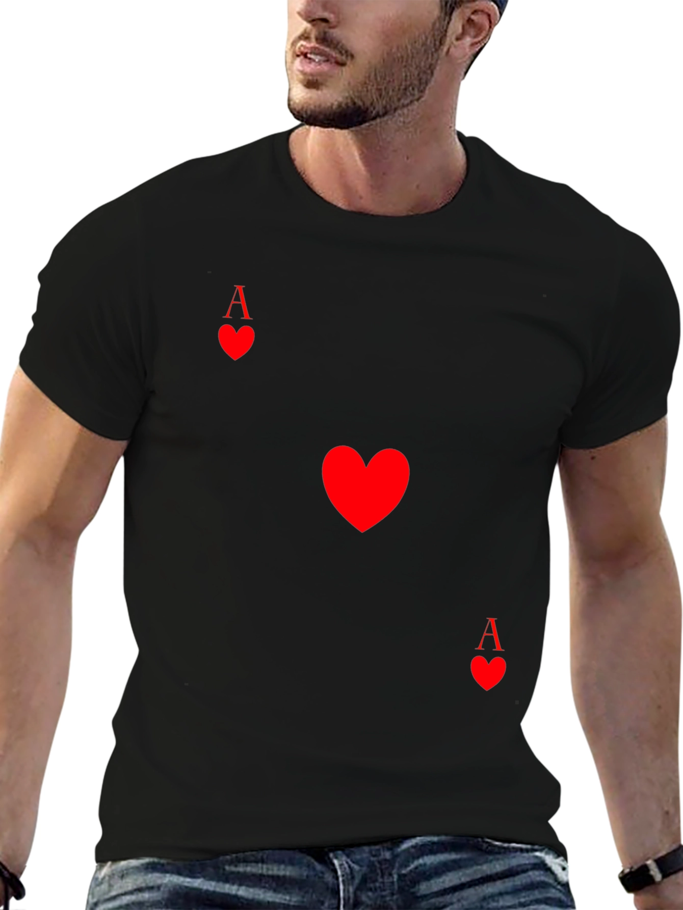 Ace of Hearts Graphic Tee - Black Casual Shirt