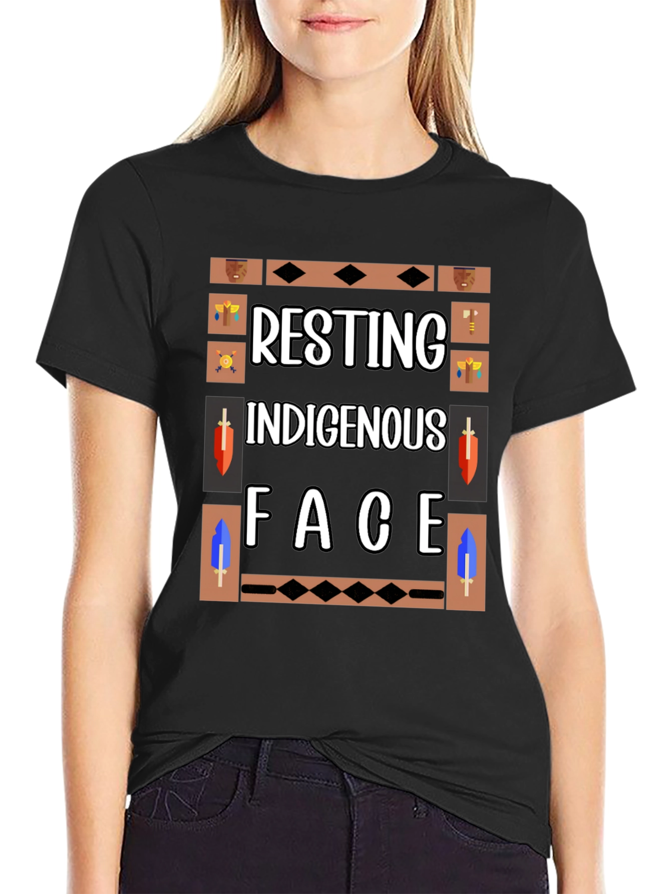 Resting Indigenous Face Graphic T-Shirt