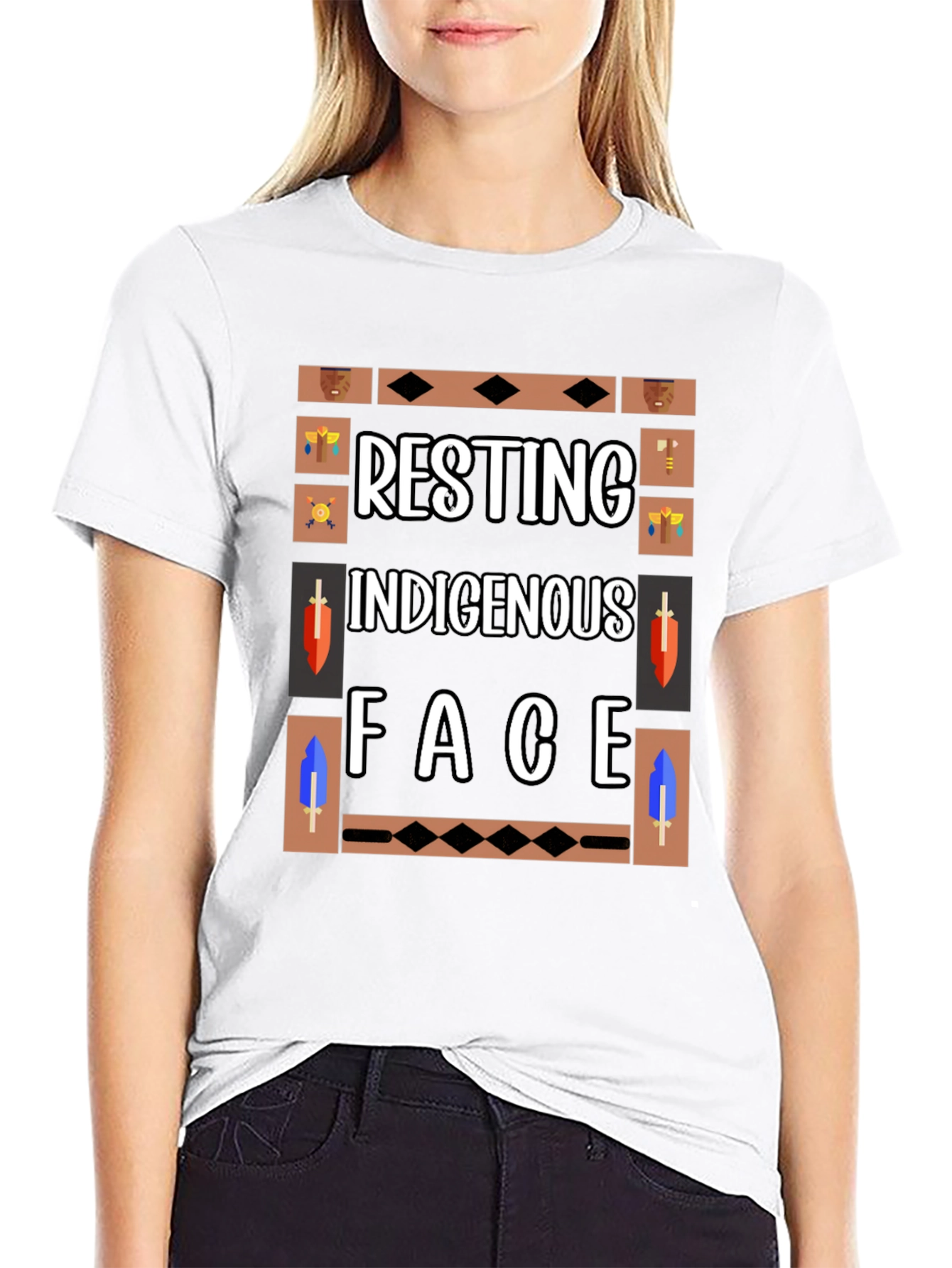 Resting Indigenous Face Graphic T-Shirt