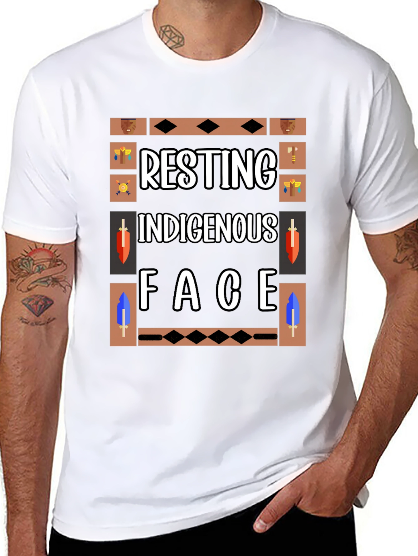 Resting Indigenous Face Graphic T-Shirt