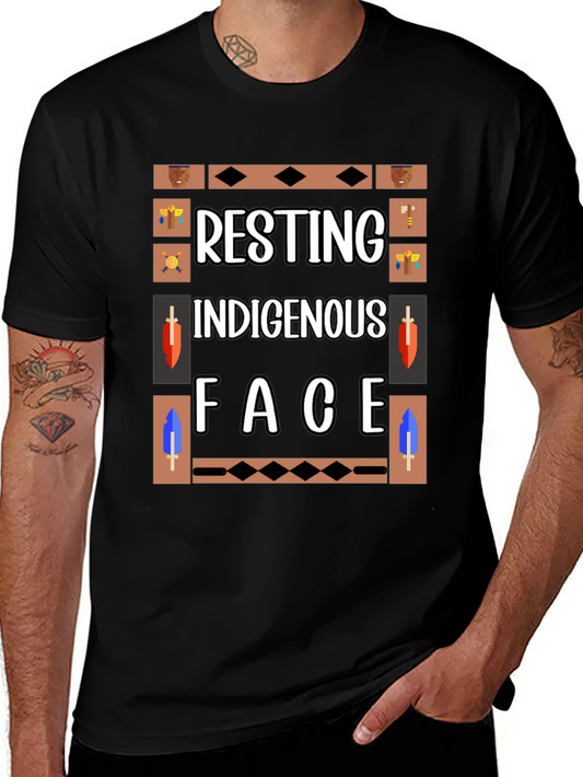 Resting Indigenous Face Graphic T-Shirt