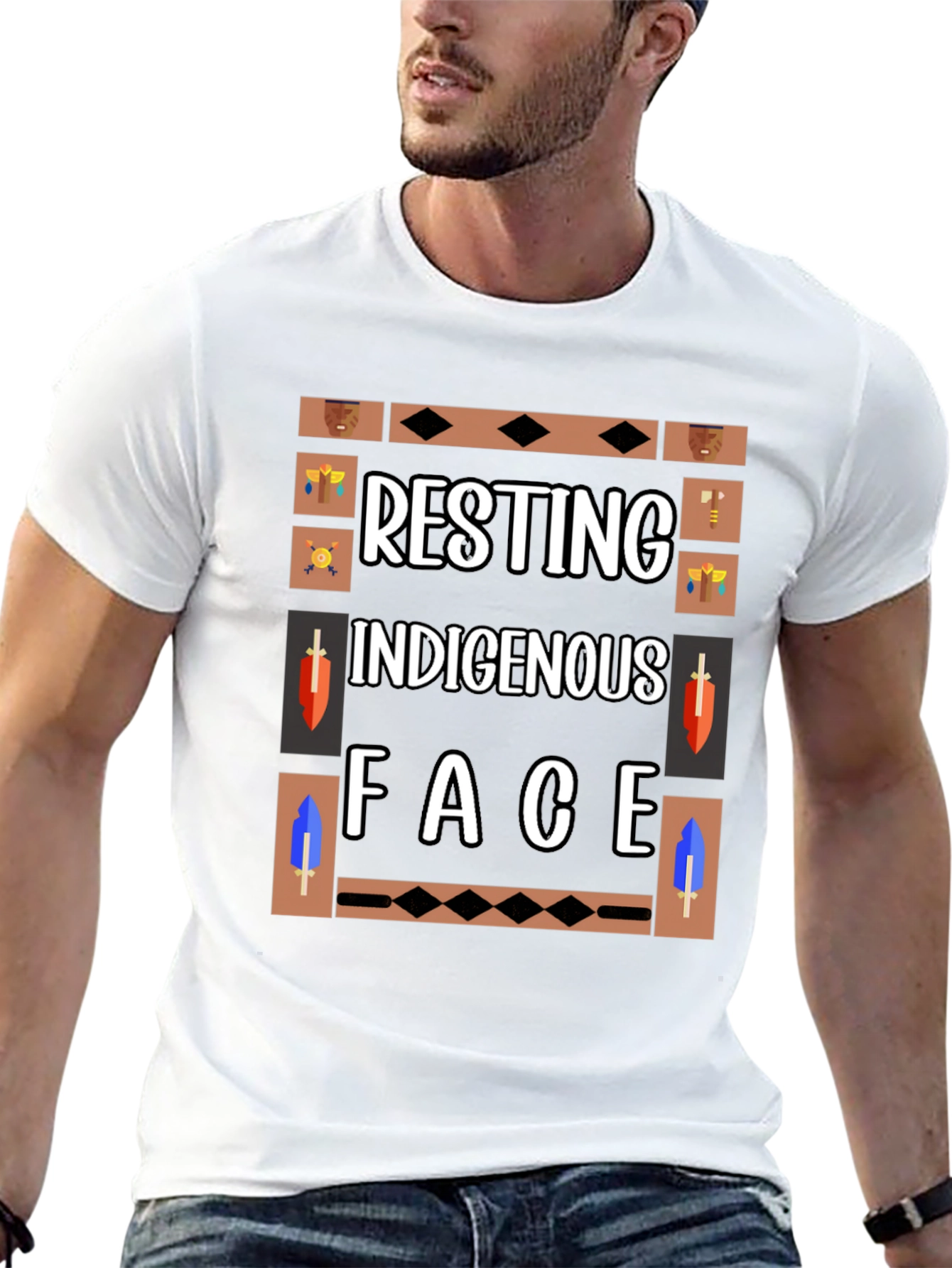 Resting Indigenous Face Graphic T-Shirt
