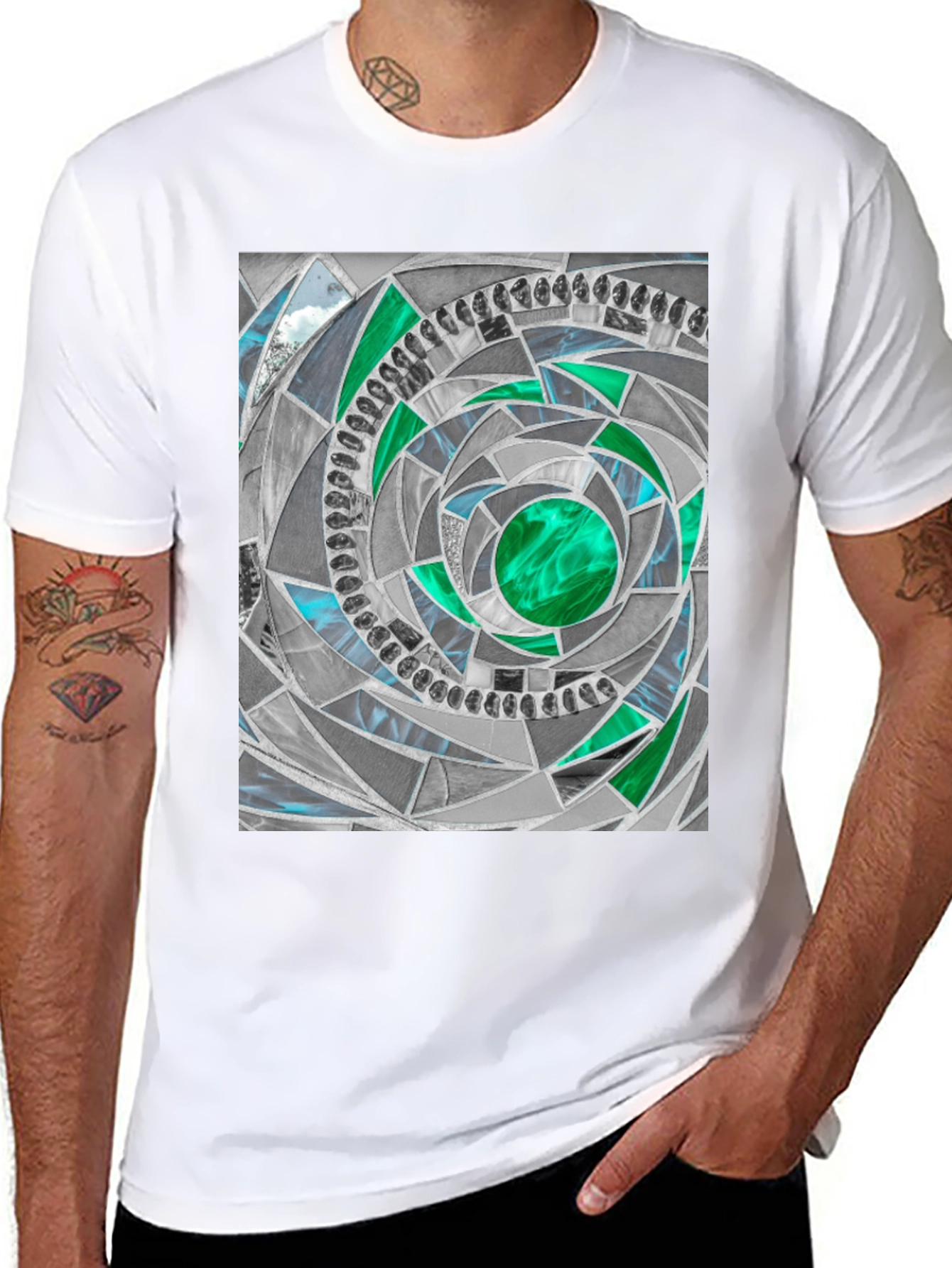 Geometric Mosaic T-Shirt - Abstract Art Tee