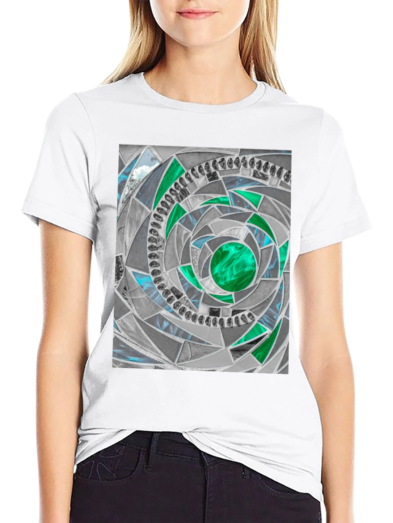 Geometric Mosaic T-Shirt - Abstract Art Tee