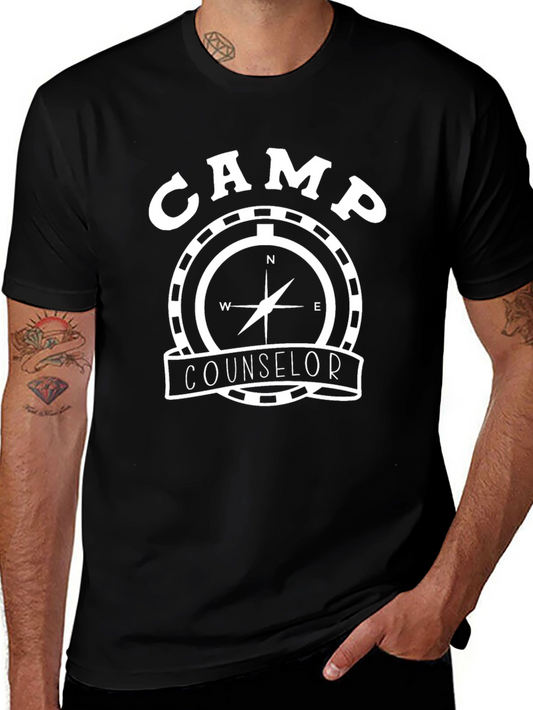Camp Counselor Compass Graphic Tee - Black