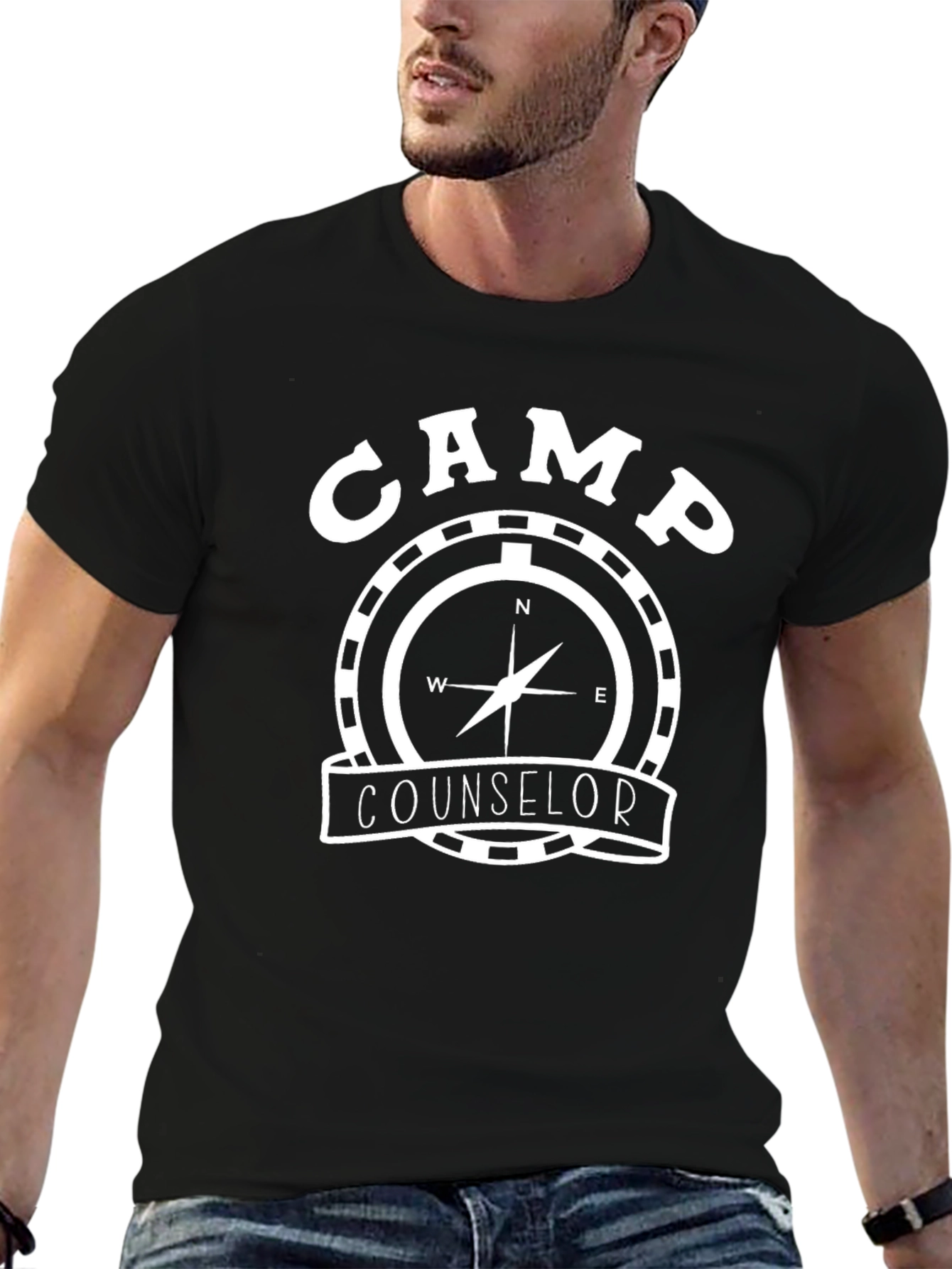 Camp Counselor Compass Graphic Tee - Black
