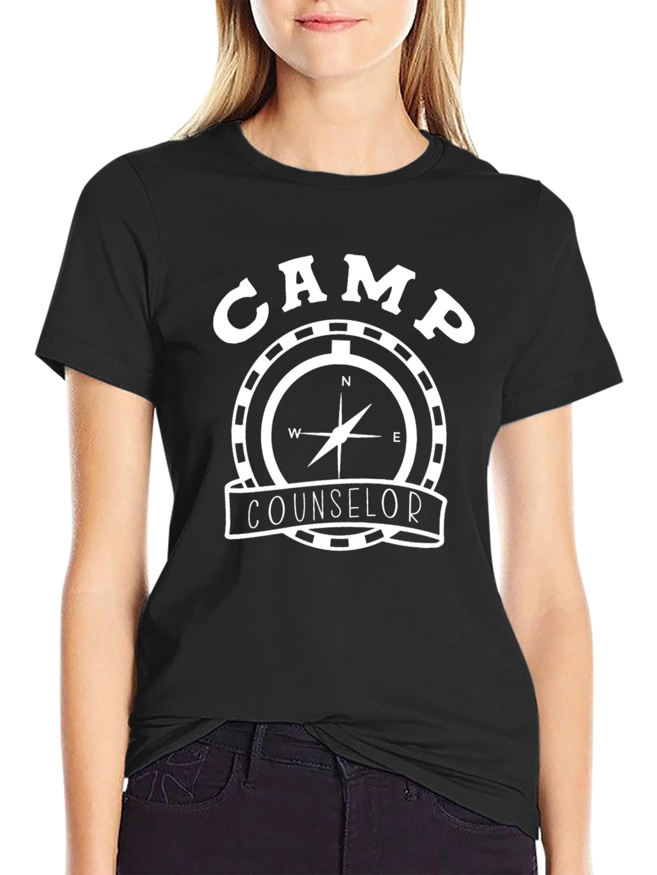Camp Counselor Compass Graphic Tee - Black