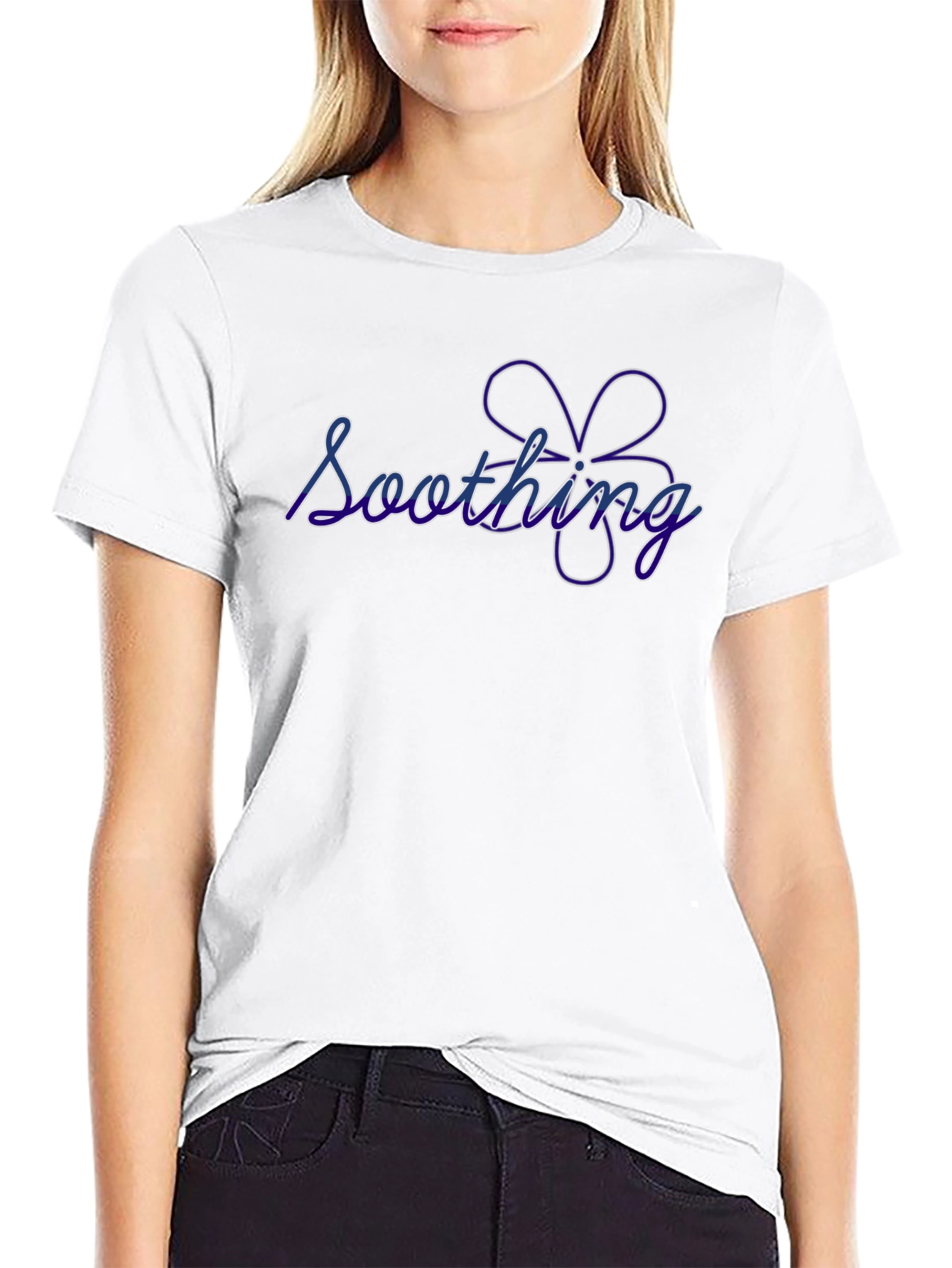 Soothing Flower Graphic Black T-Shirt