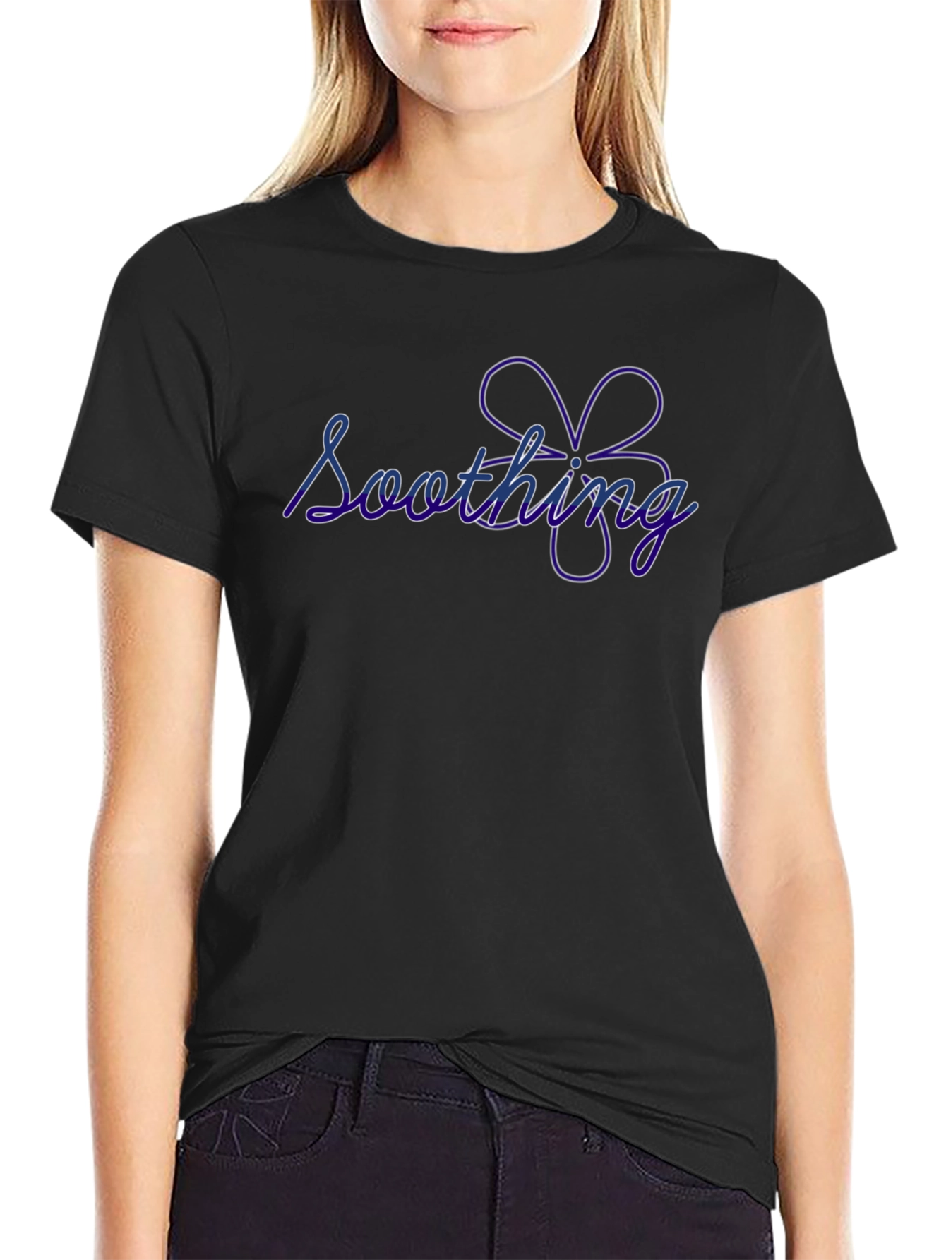 Soothing Flower Graphic Black T-Shirt