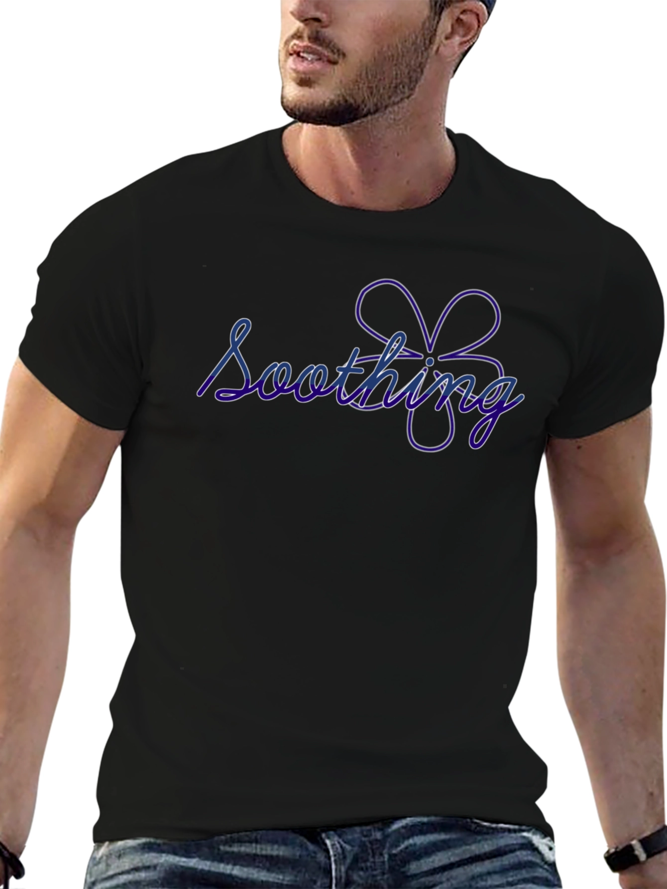 Soothing Flower Graphic Black T-Shirt