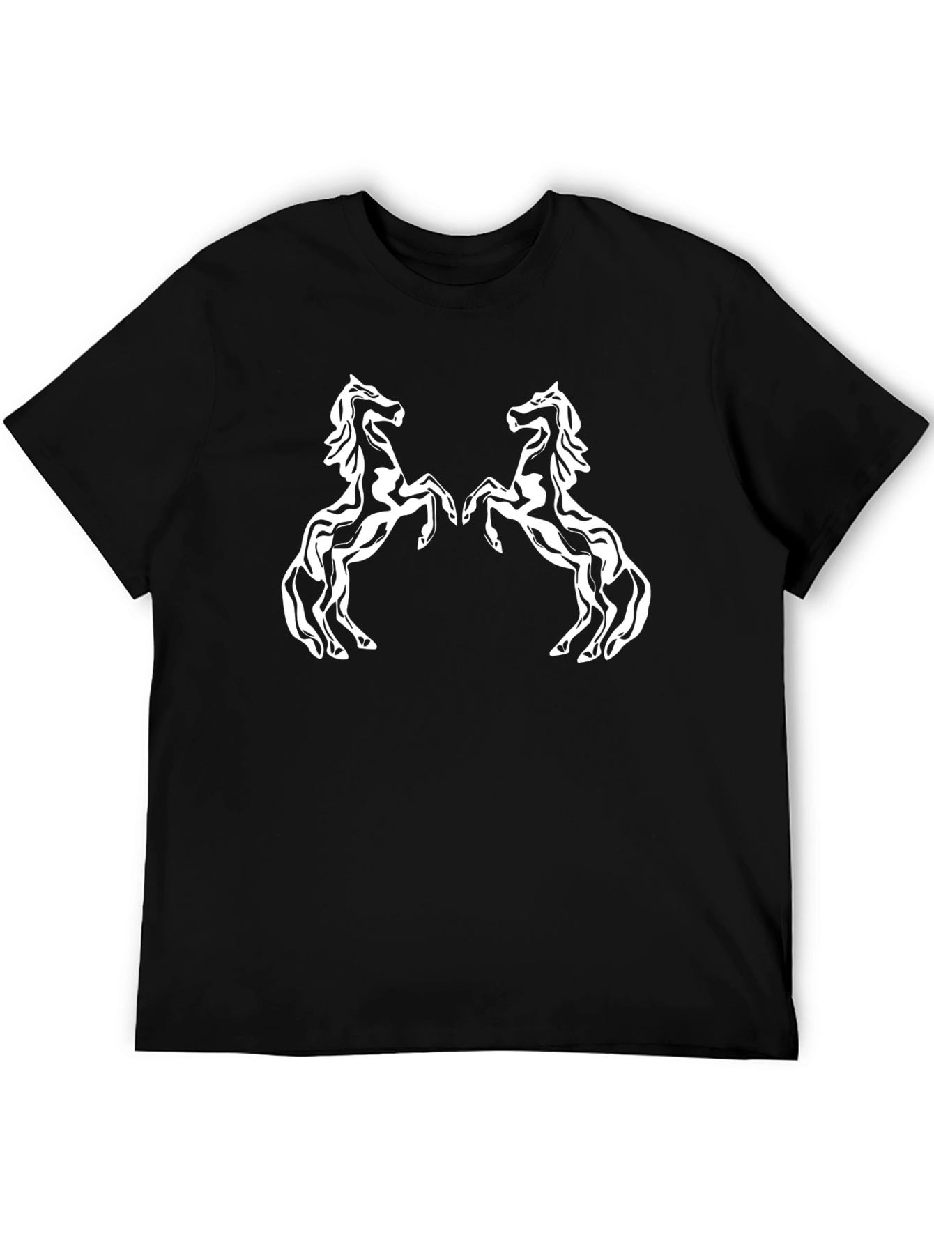Black T-Shirt with White Horse Design