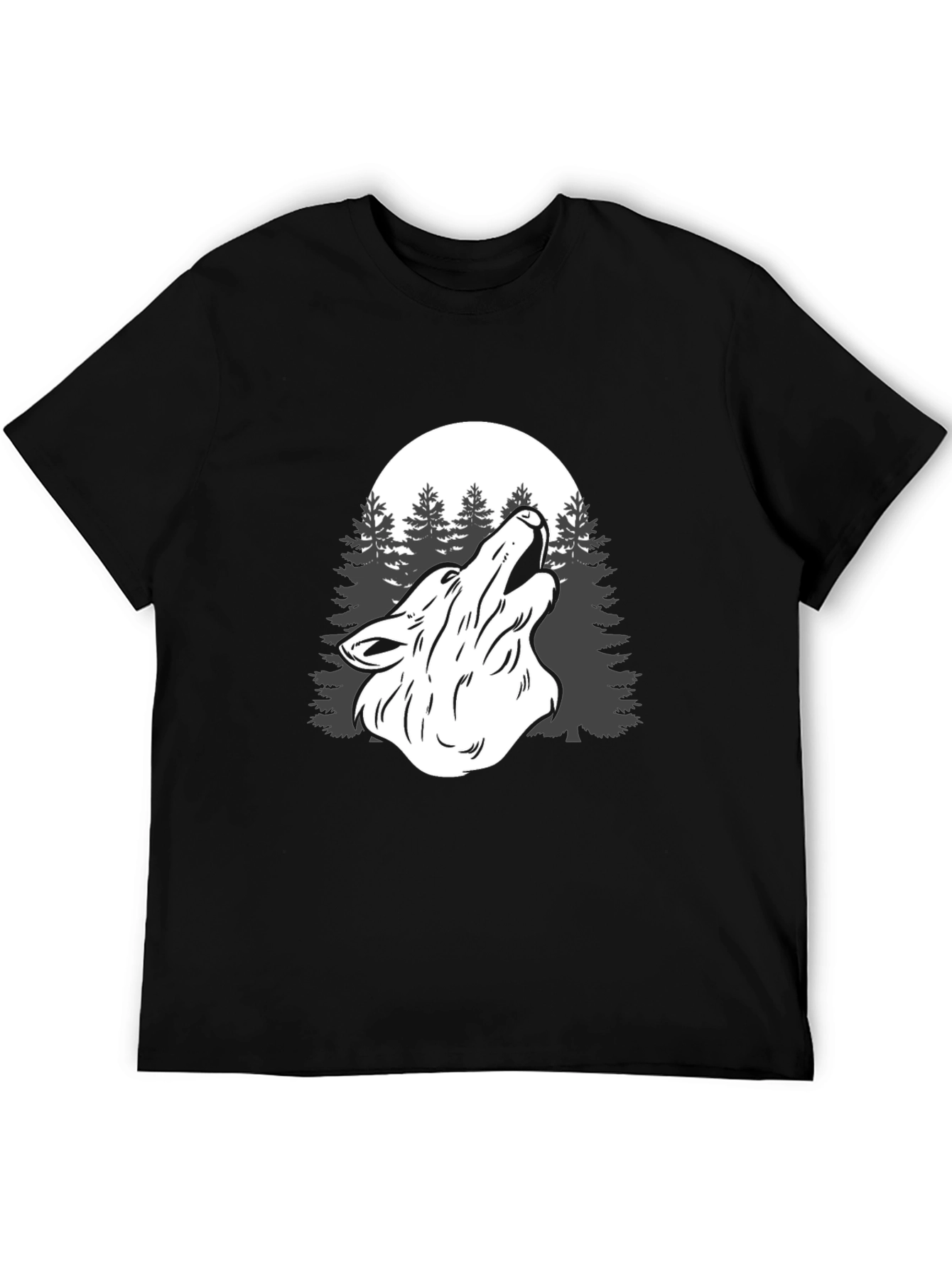 Wolf Howl Moon Graphic T-Shirt - Mens Black Tee