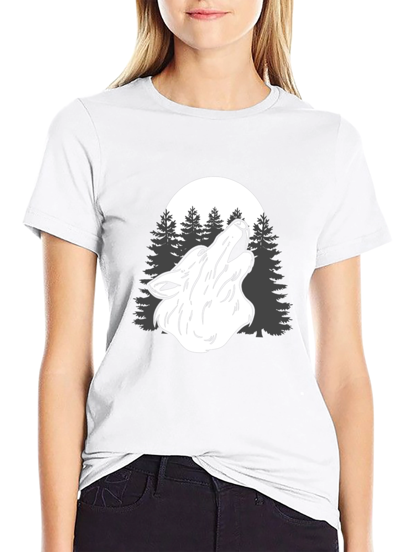 Wolf Howl Moon Graphic T-Shirt - Mens Black Tee