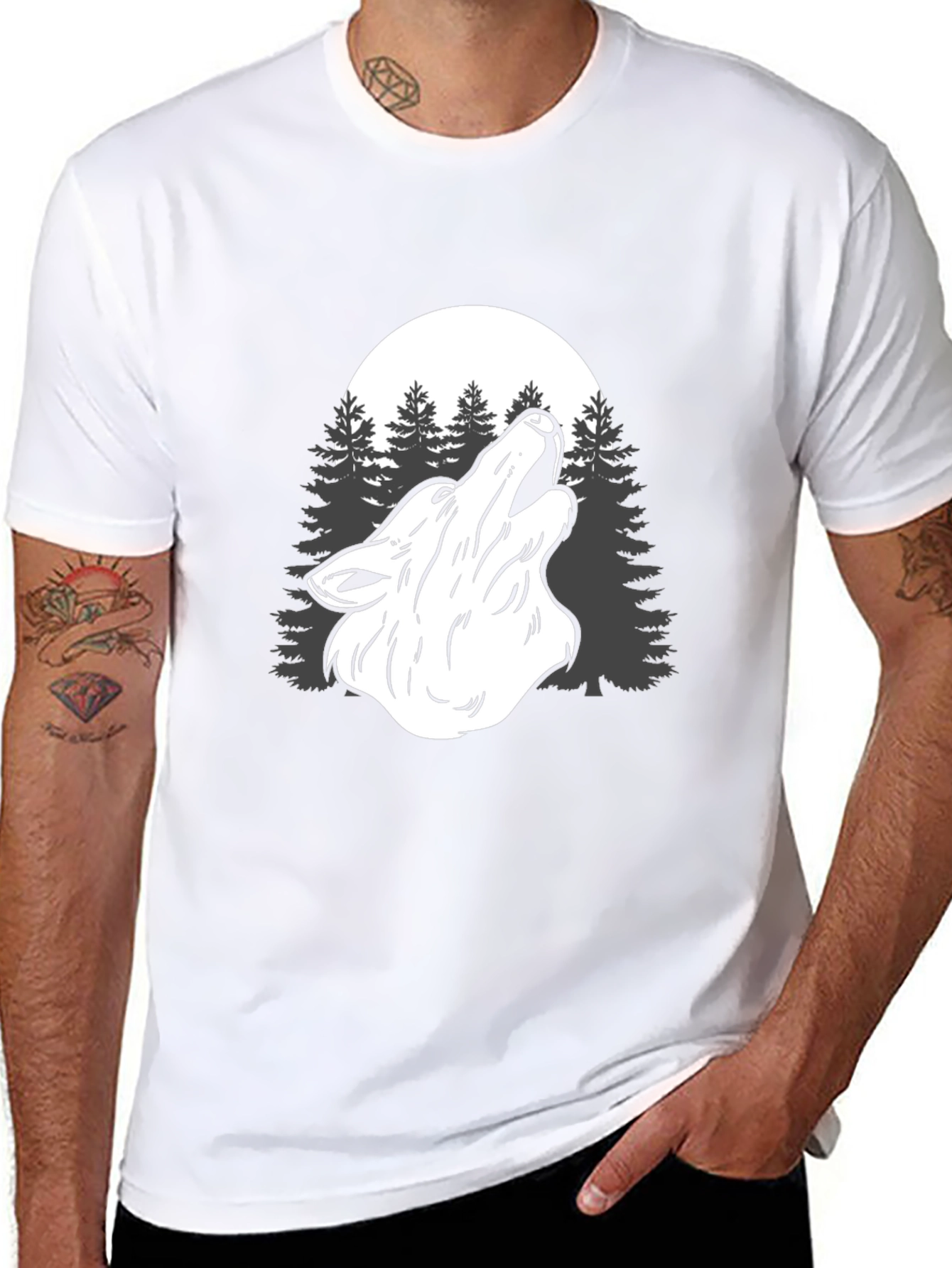 Wolf Howl Moon Graphic T-Shirt - Mens Black Tee