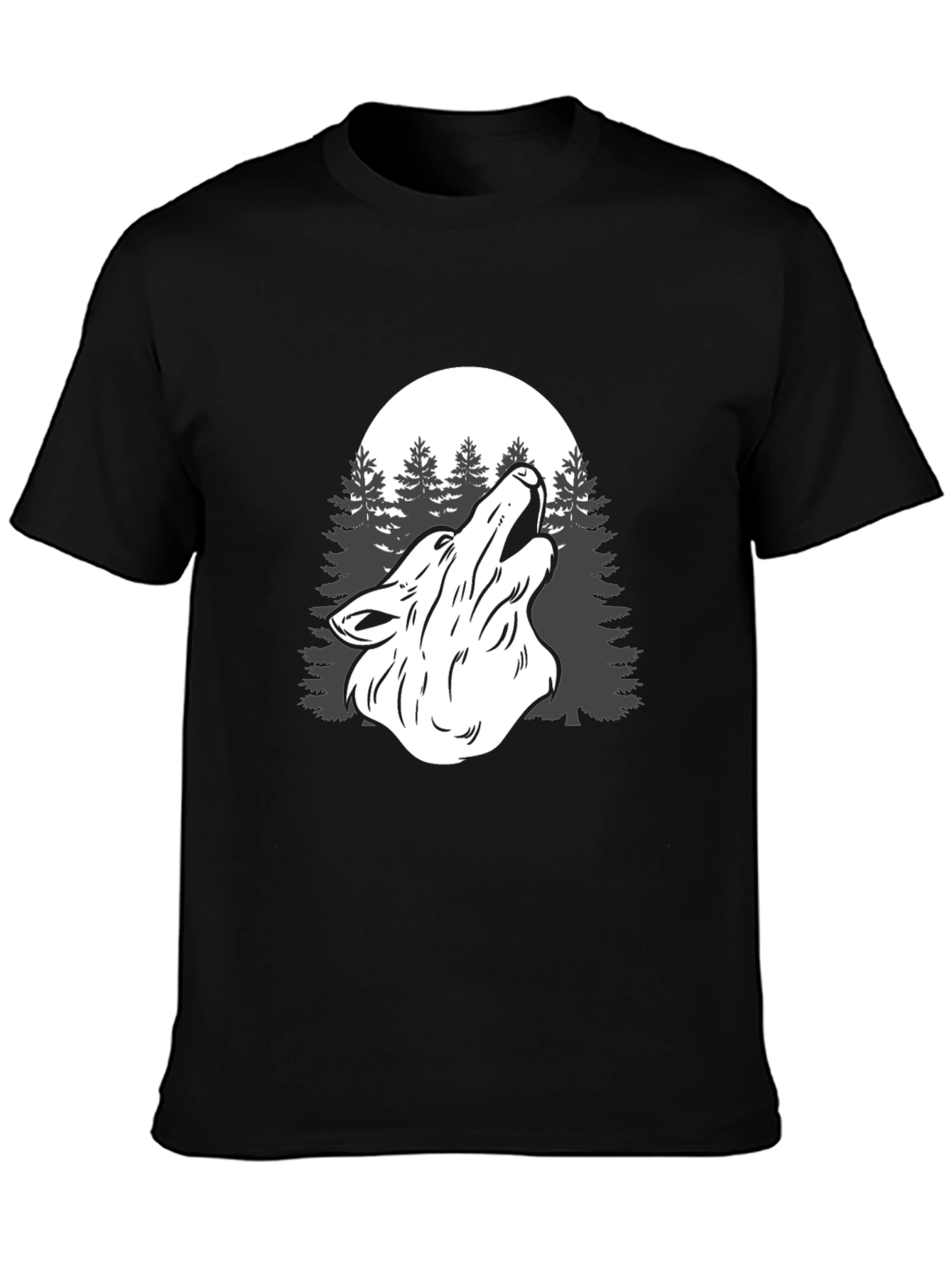 Wolf Howl Moon Graphic T-Shirt - Mens Black Tee
