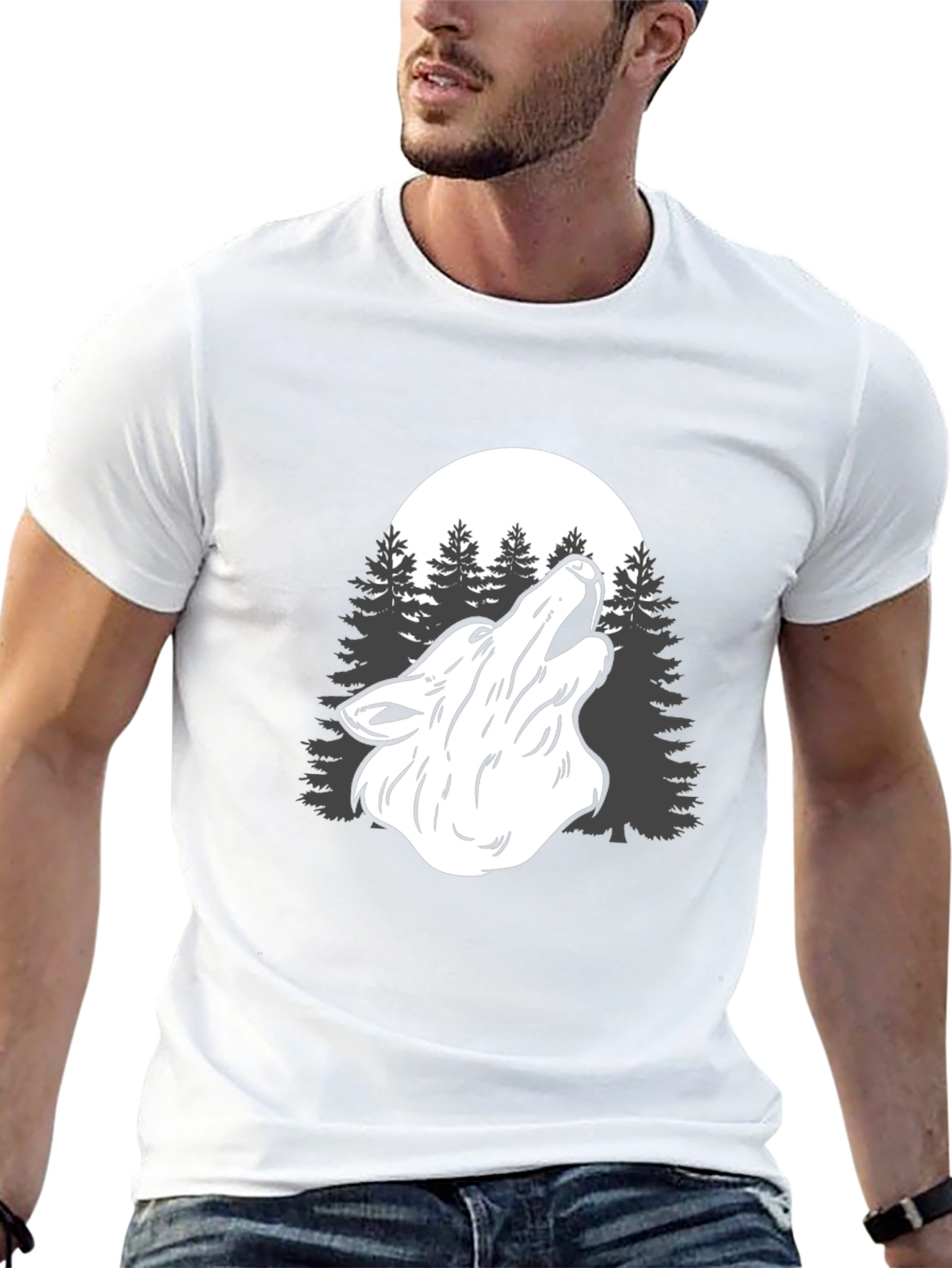 Wolf Howl Moon Graphic T-Shirt - Mens Black Tee