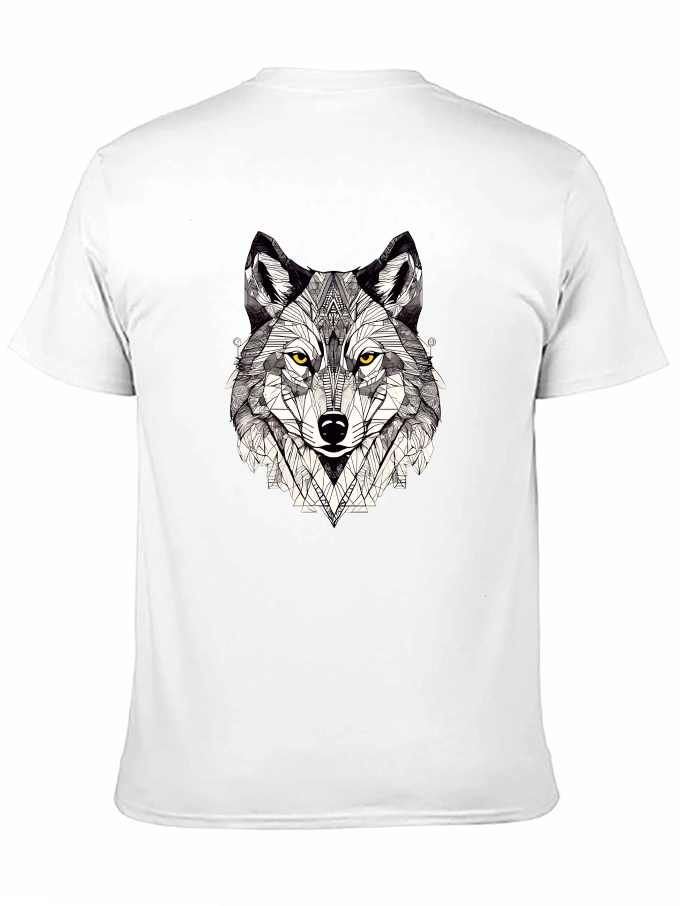 Geometric Wolf Graphic Print Black T-Shirt