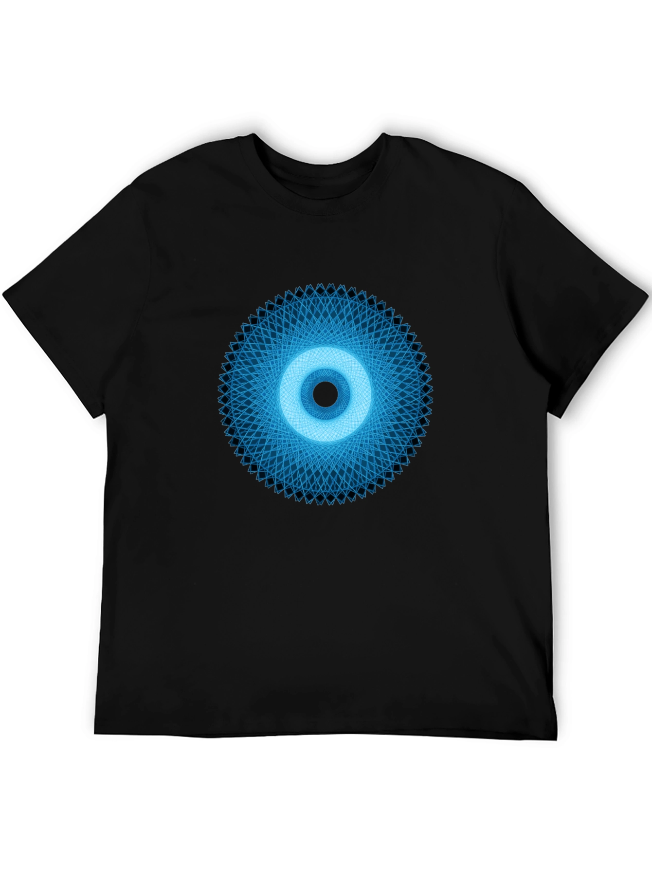 Geometric Eye Graphic Tee - Black Crew Neck