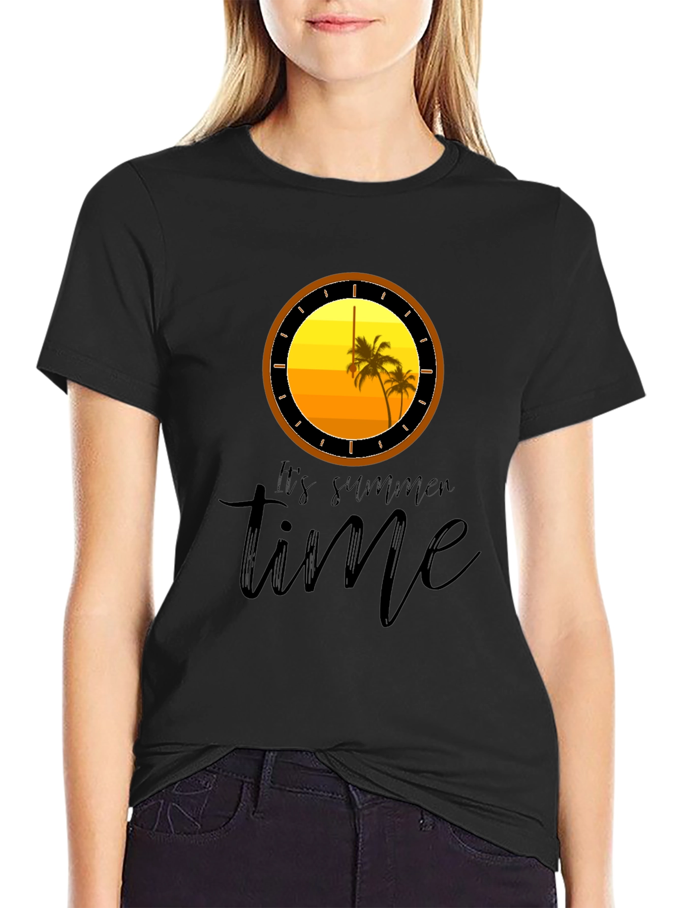 Its Summer Time Black Graphic T-Shirt