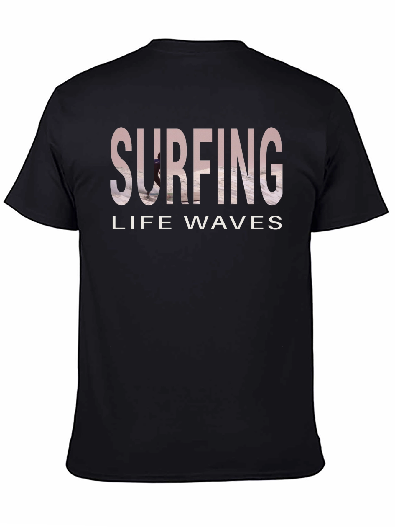 Surfing Life Waves Graphic Tee - Black