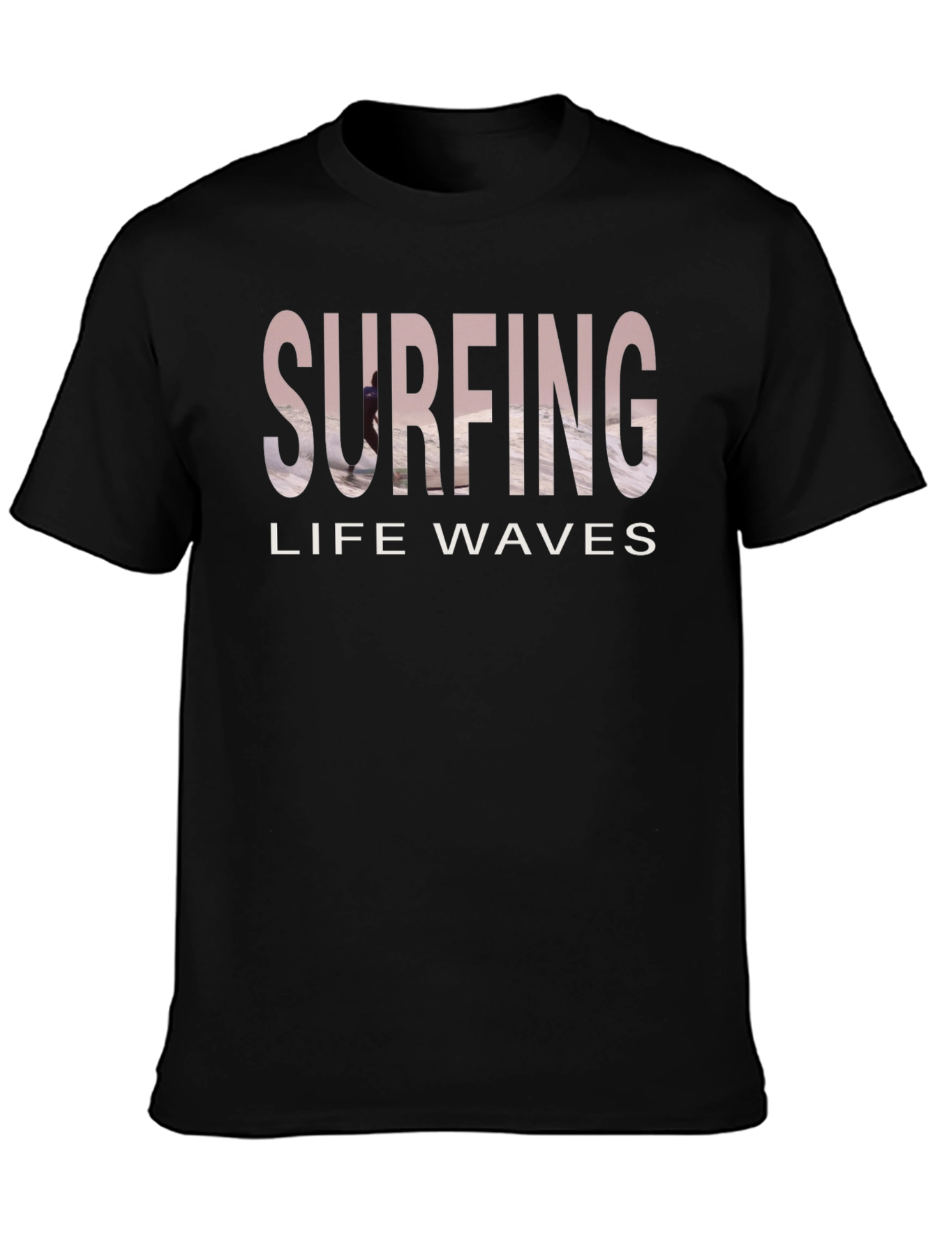 Surfing Life Waves Graphic Tee - Black
