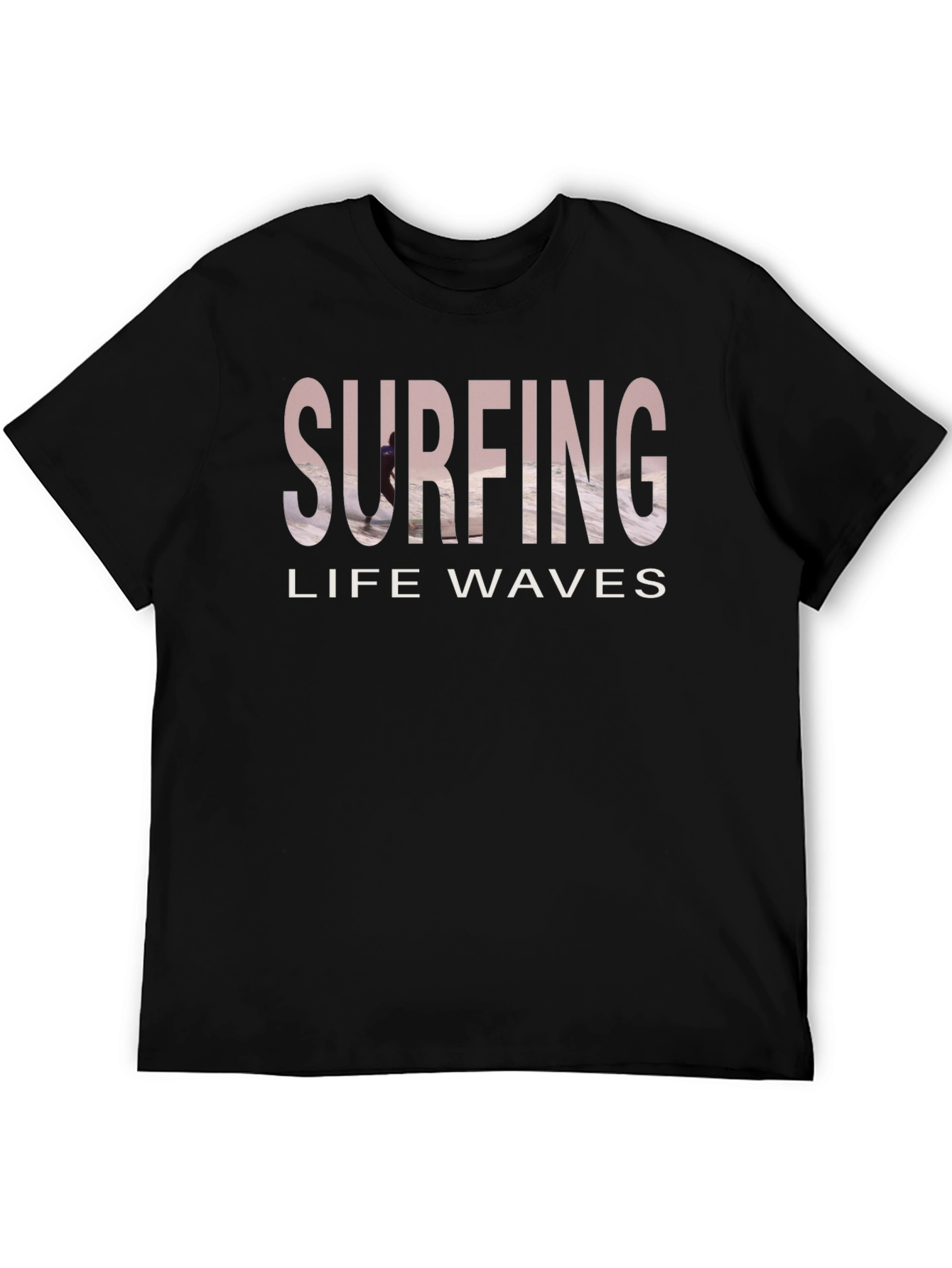 Surfing Life Waves Graphic Tee - Black