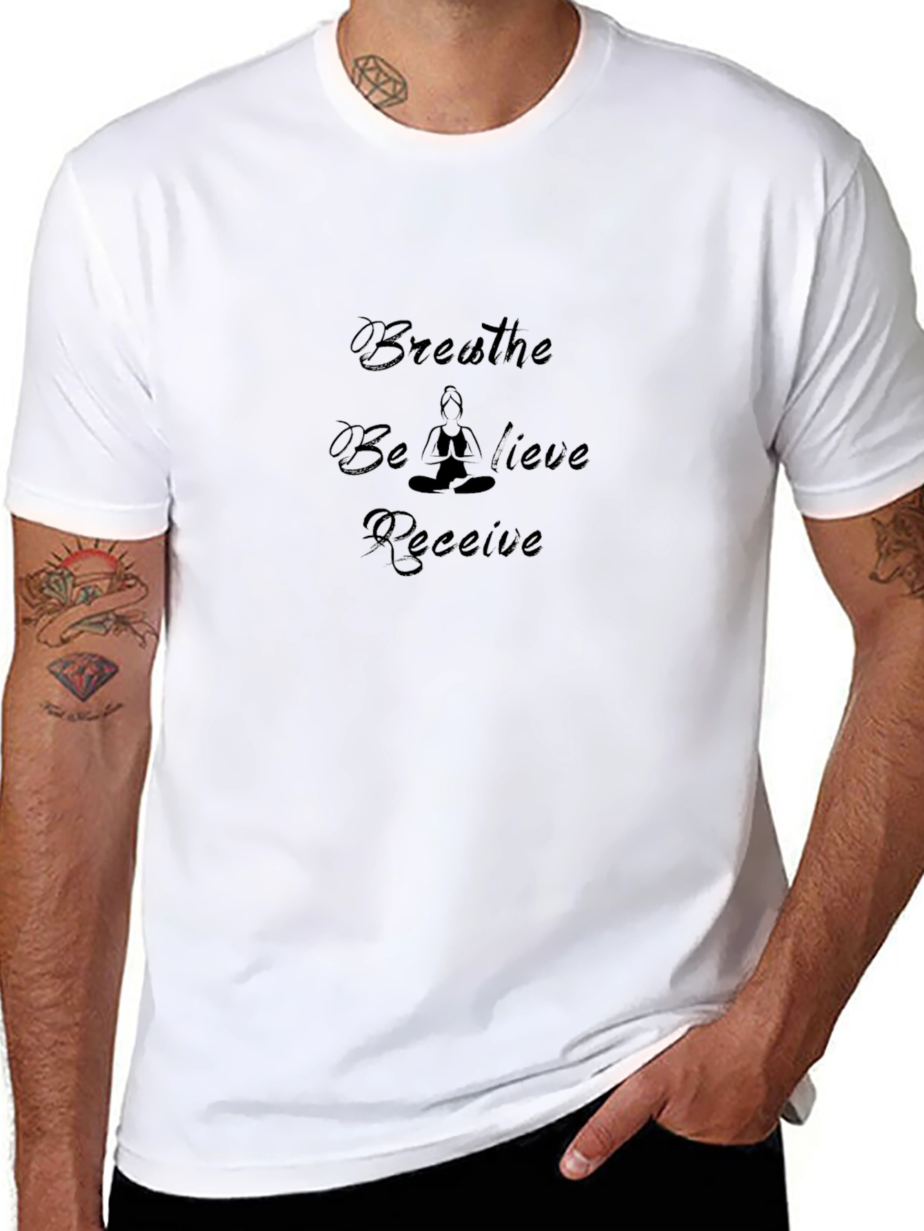 Meditate T-Shirt - Breathe Believe Receive Graphic Tee