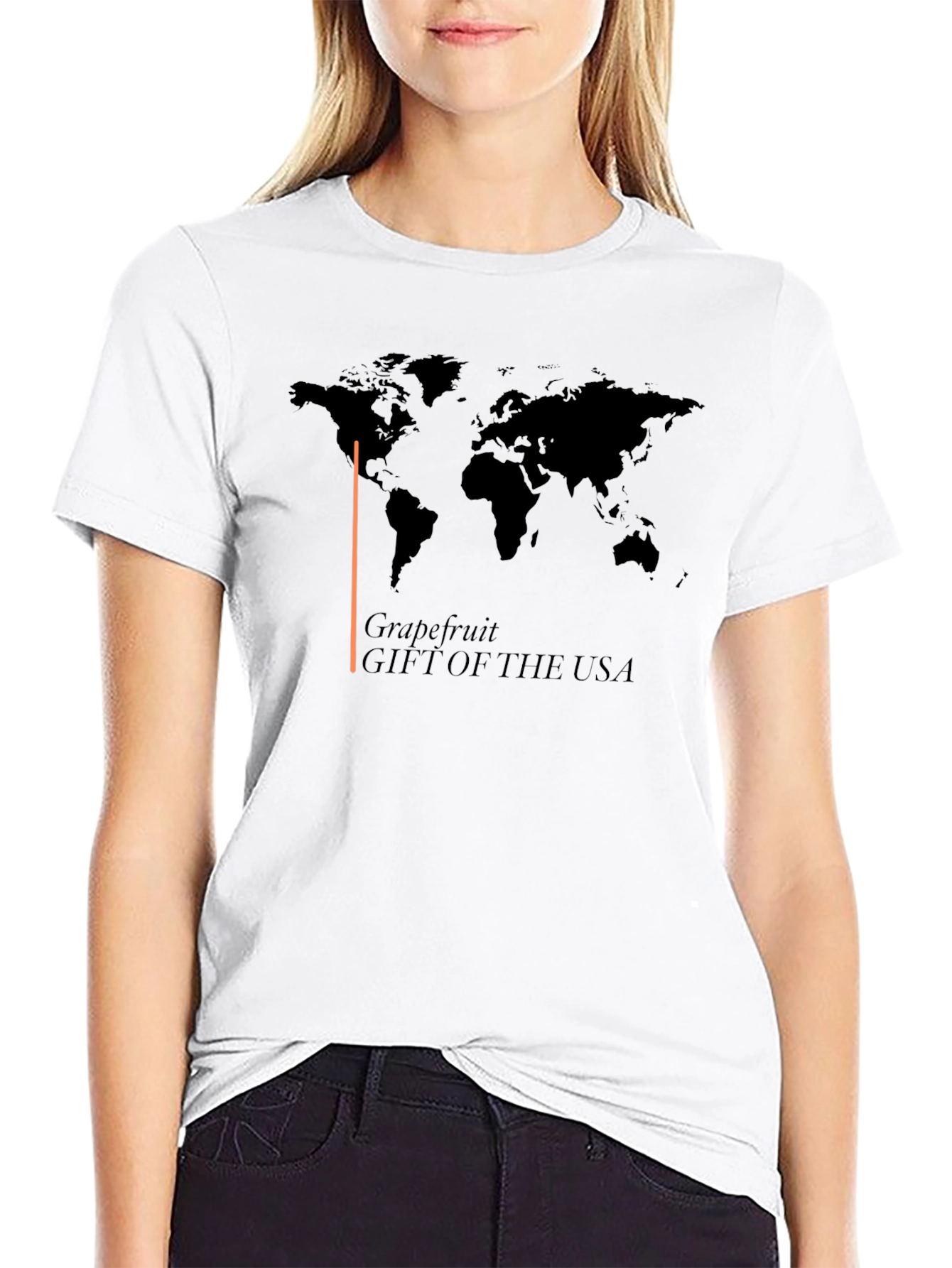 Grapefruit USA T-Shirt - World Map Design