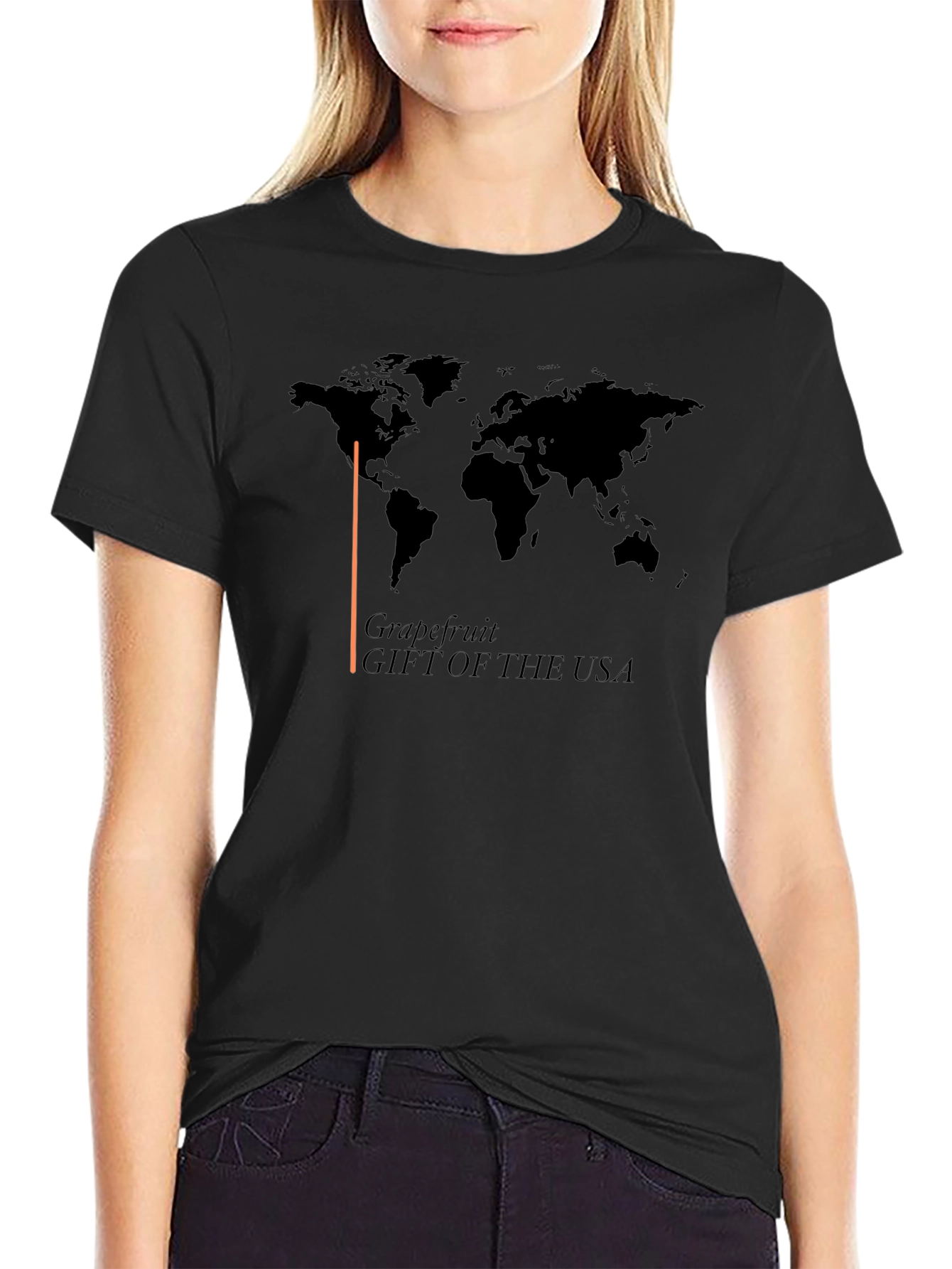 Grapefruit USA T-Shirt - World Map Design